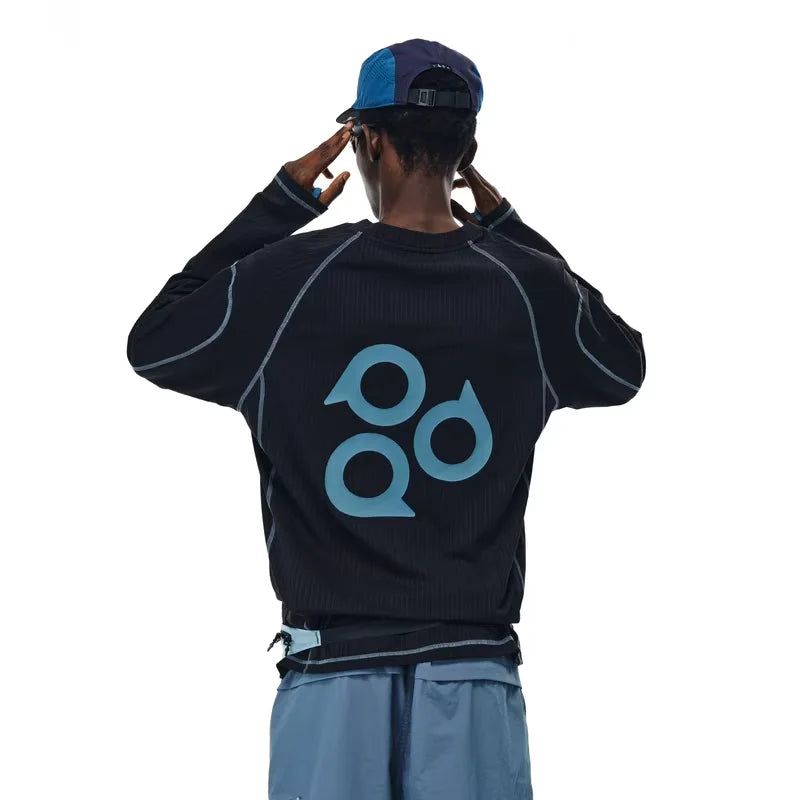 FPA Men's Quick-Dry Long-Sleeve Sports T-Shirt with Contrast Stitching