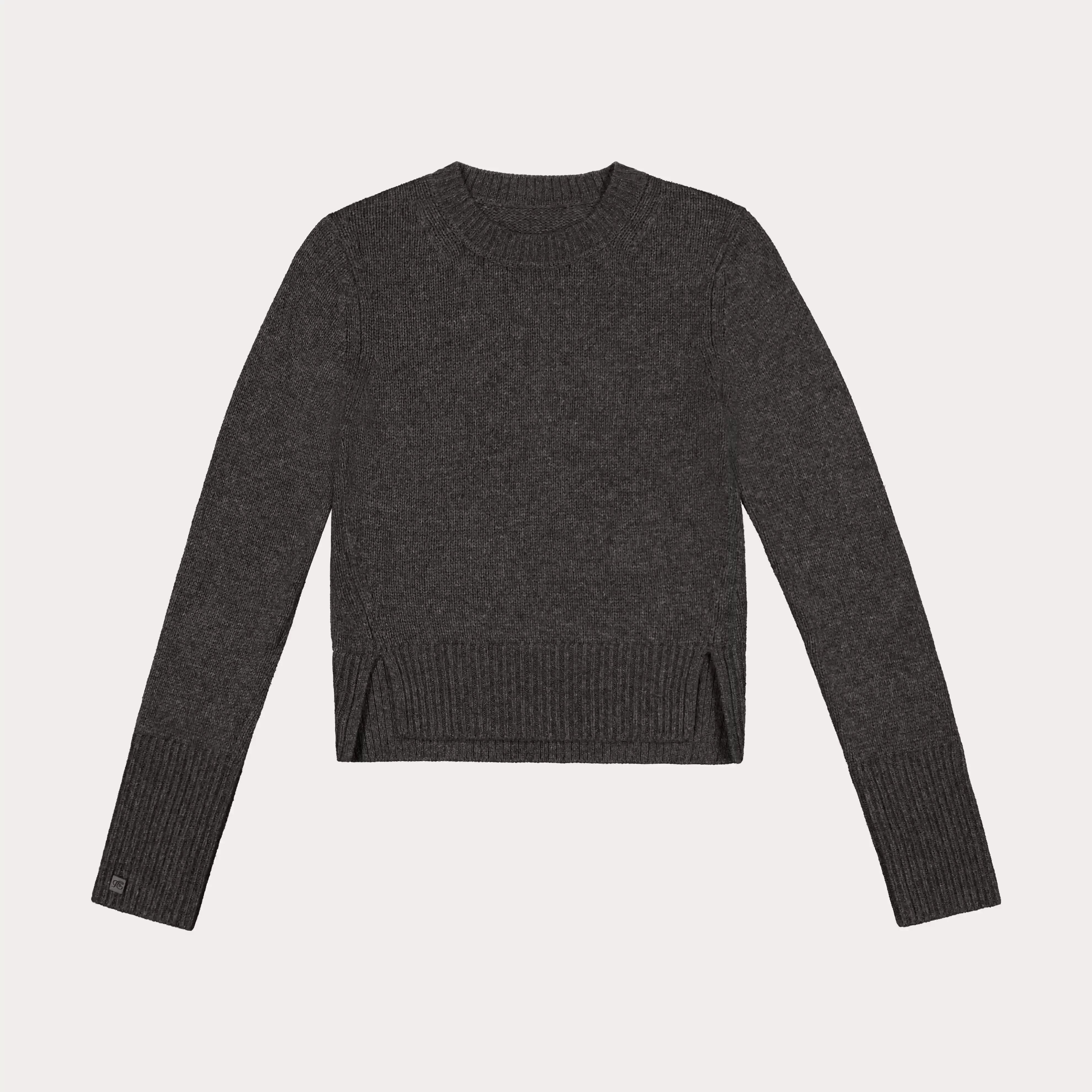 Fax Copy Express Cropped Knit Sweater with Detachable Shoulder Pads