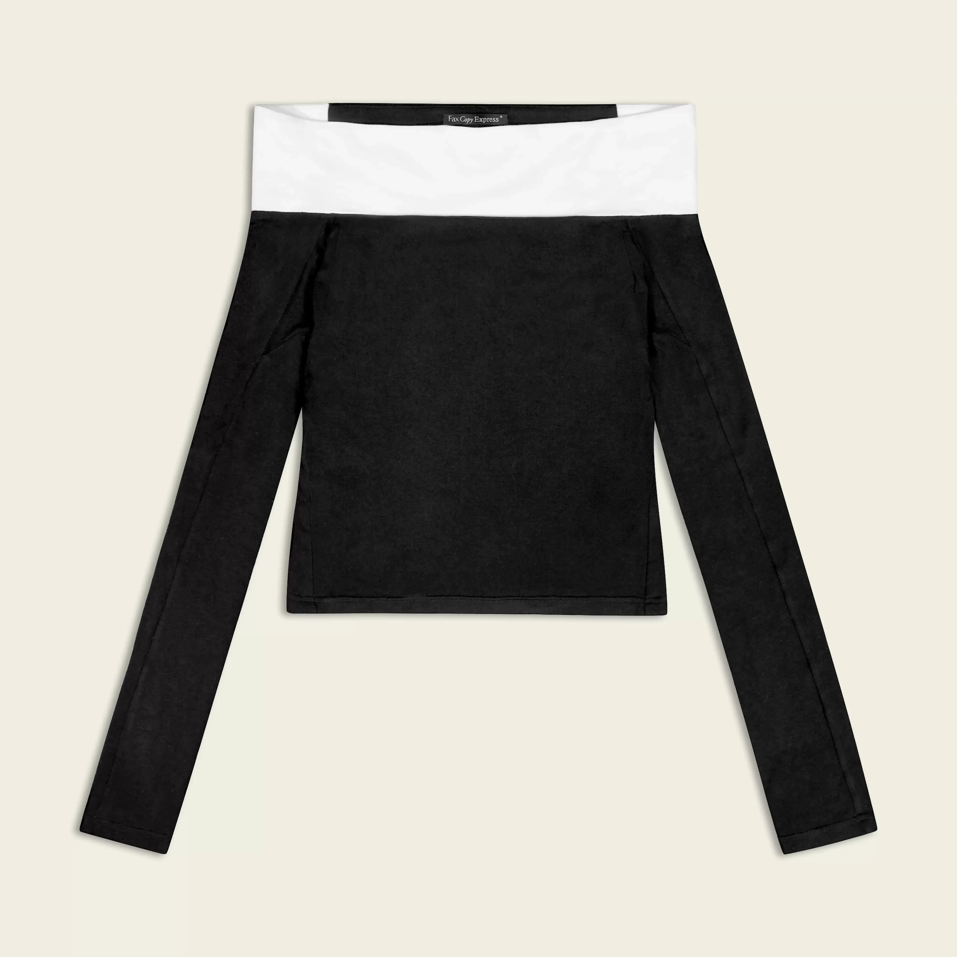 Fax Copy Express Off-Shoulder Fitted Knit Top