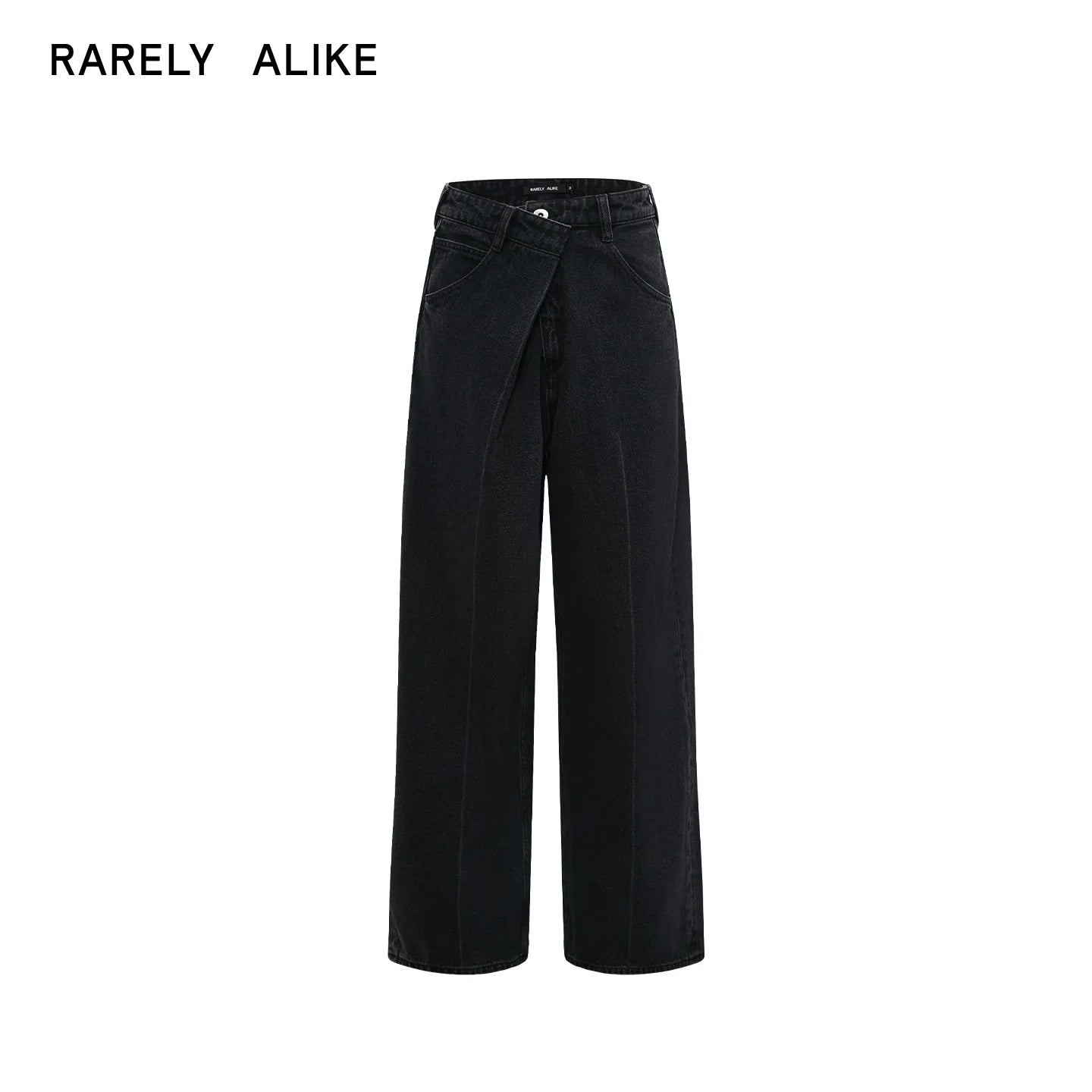 RARELY ALIKE Asymmetrical Waist Straight-Leg Jeans