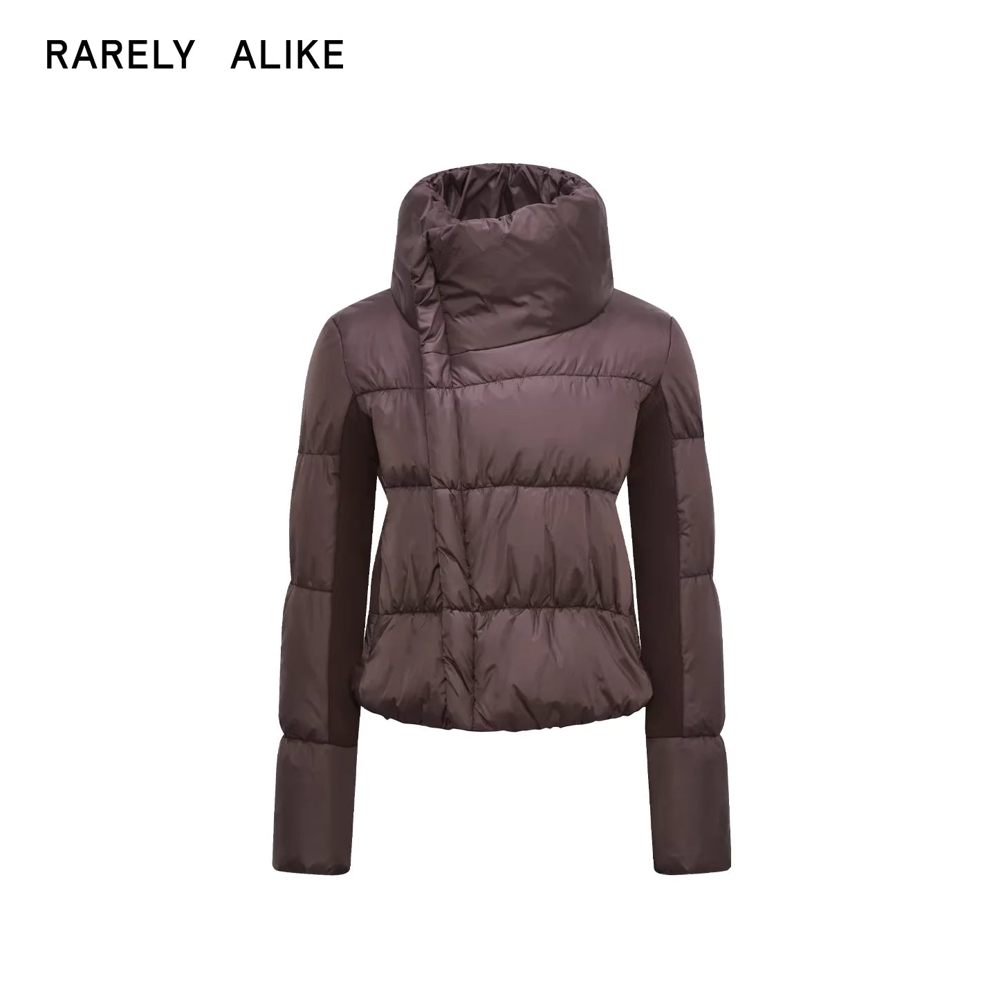 RARELY ALIKE Asymmetrical Quilted Cotton Puffer Jacket - Beige/Brown