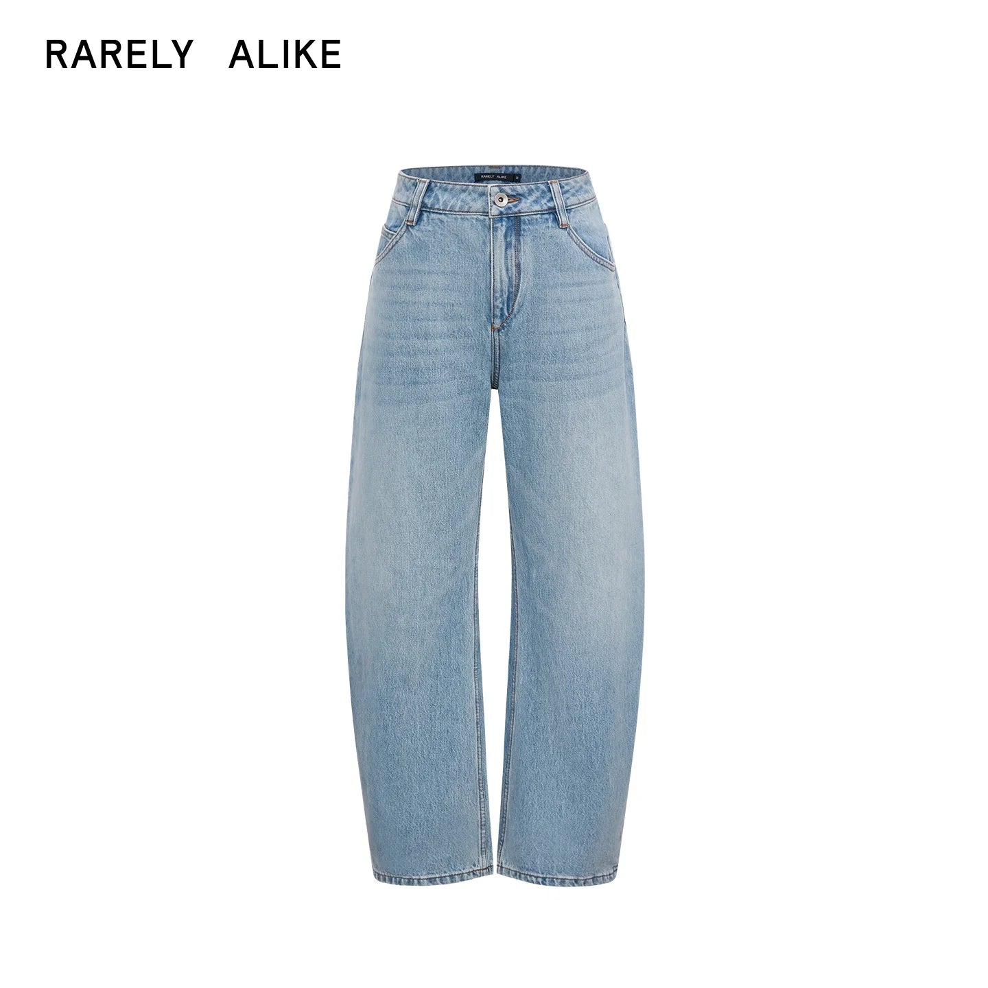 RARELY ALIKE Mid-Rise Raw Denim Wide-Leg Jeans - Light Blue