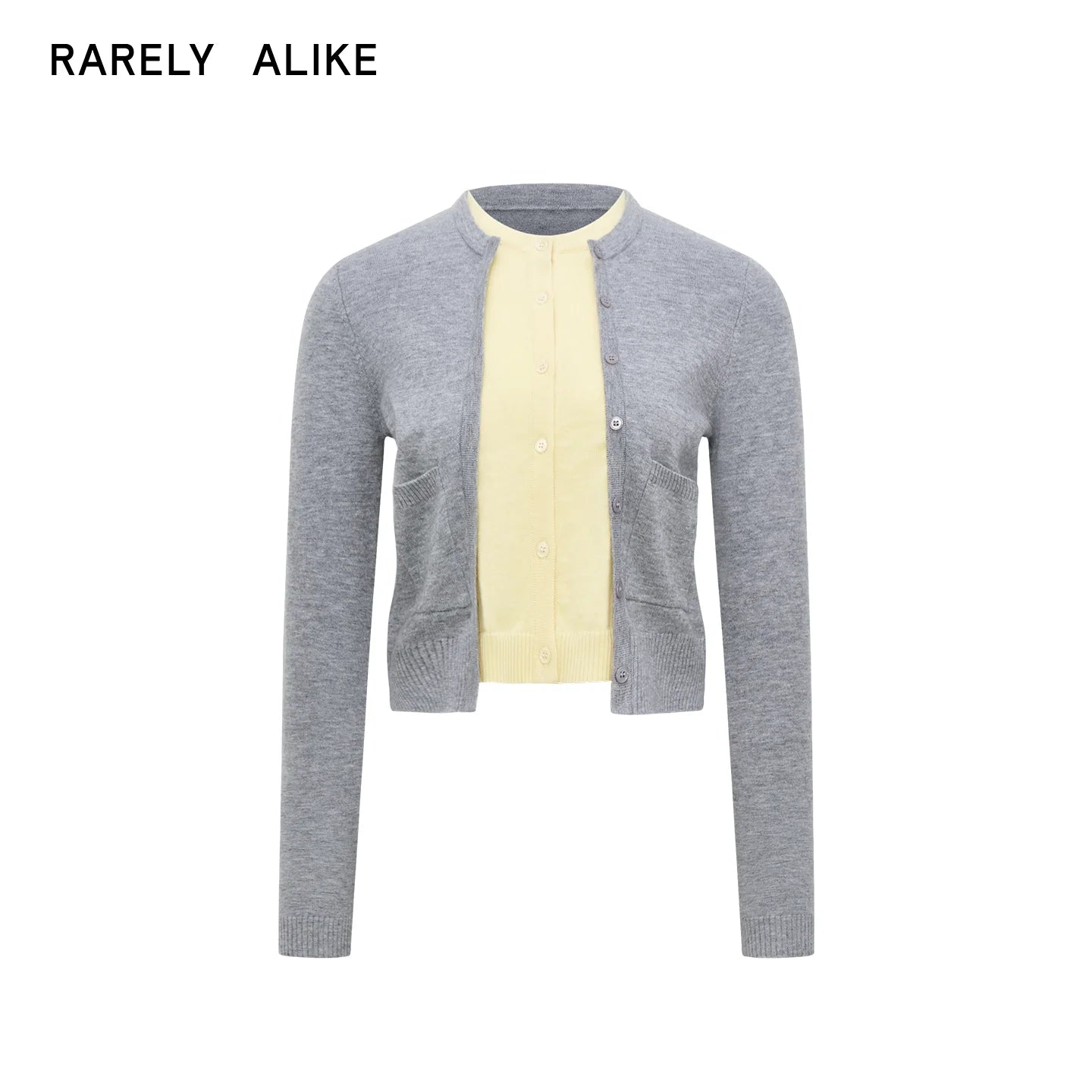 RARELY ALIKE Layered Contrast Button Cardigan Set