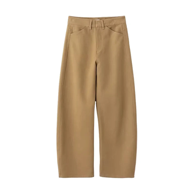 ACSENSE STUDIO Indigo Raw Denim and Khaki Twisted Seam Wide-Leg Jeans