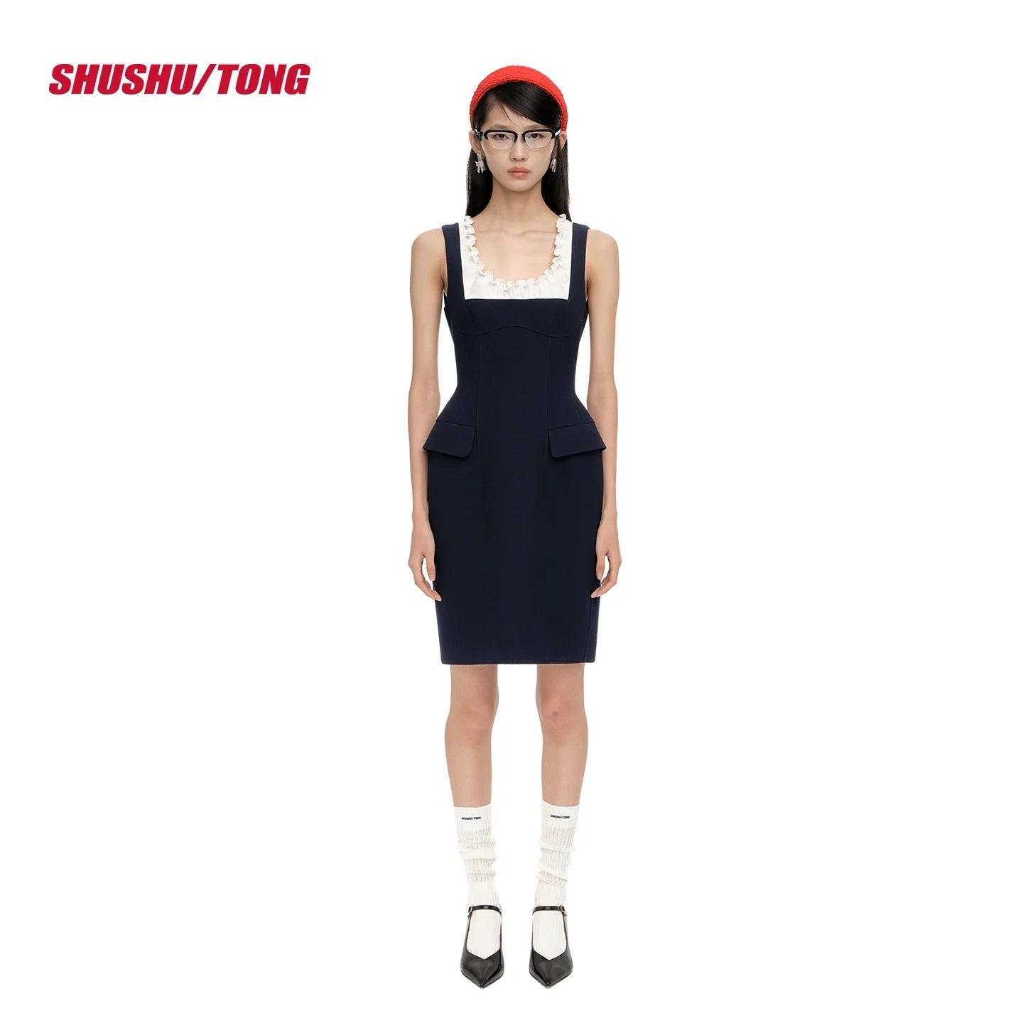 shushutong Women's Winter Dress with Lace Collar and Patchwork Detailing