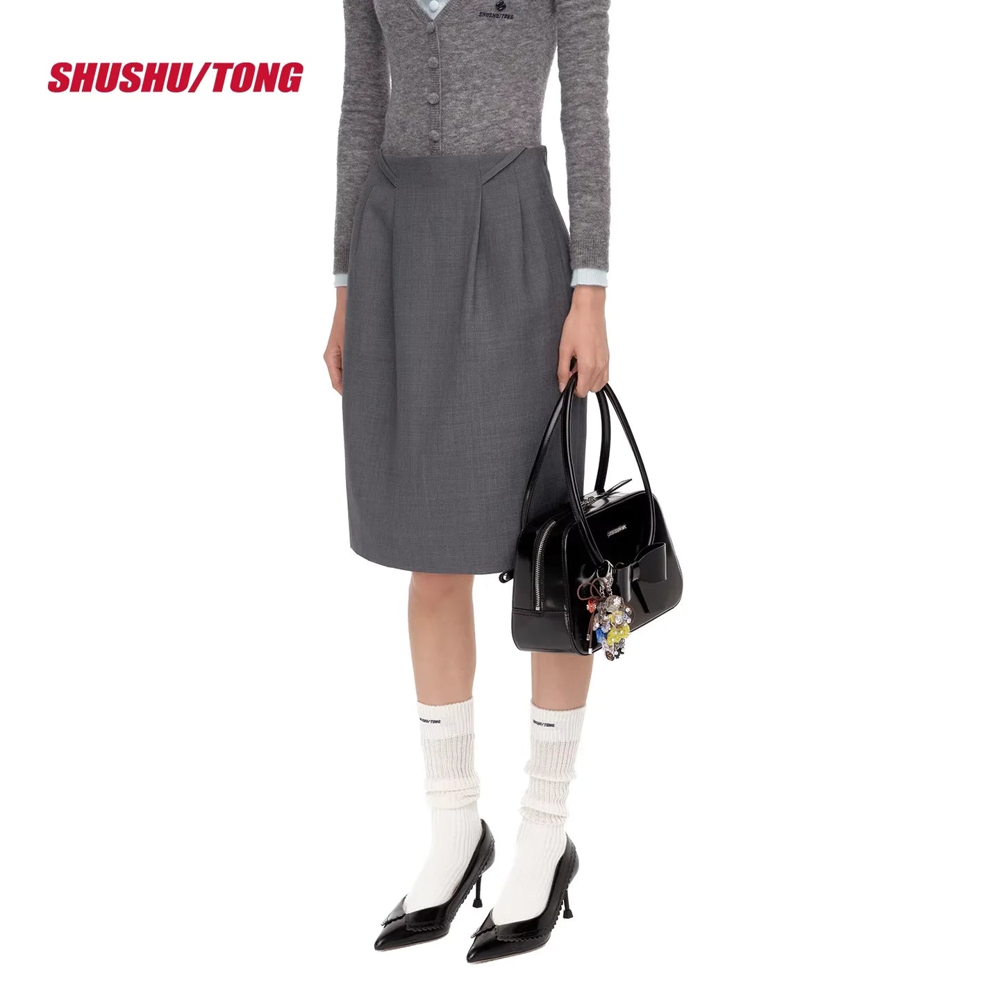 shushutong Women's Winter Pencil Skirt with Diagonal Waistband