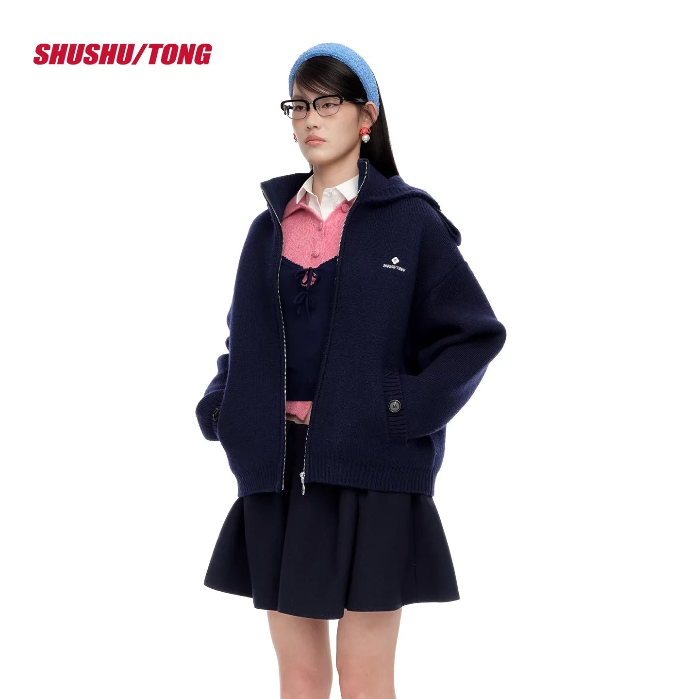 shushutong Women's Winter Knit Jacket with Hood and Zipper
