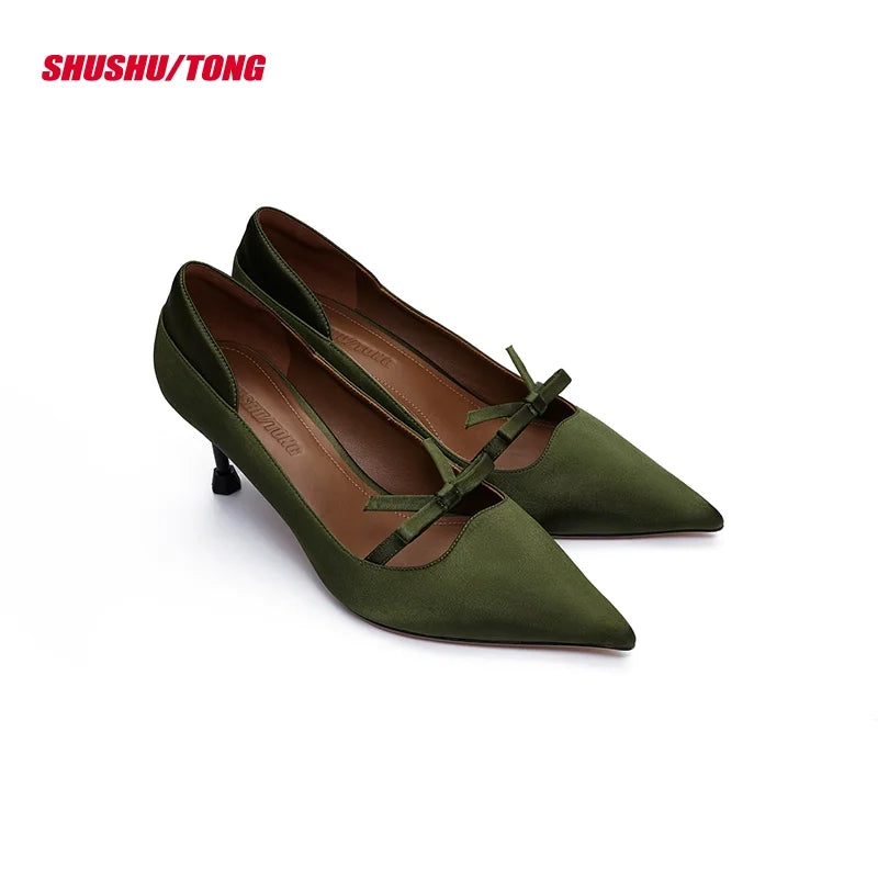 shushutong Elegant Retro Pointed Toe High Heels