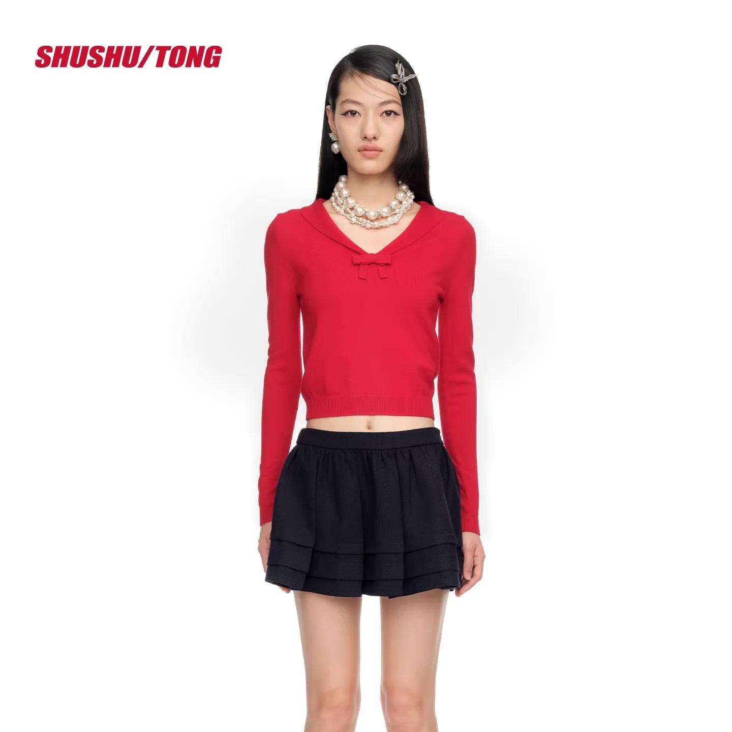 shushutong Spring Summer Elegant Knit Top with Small Lapel