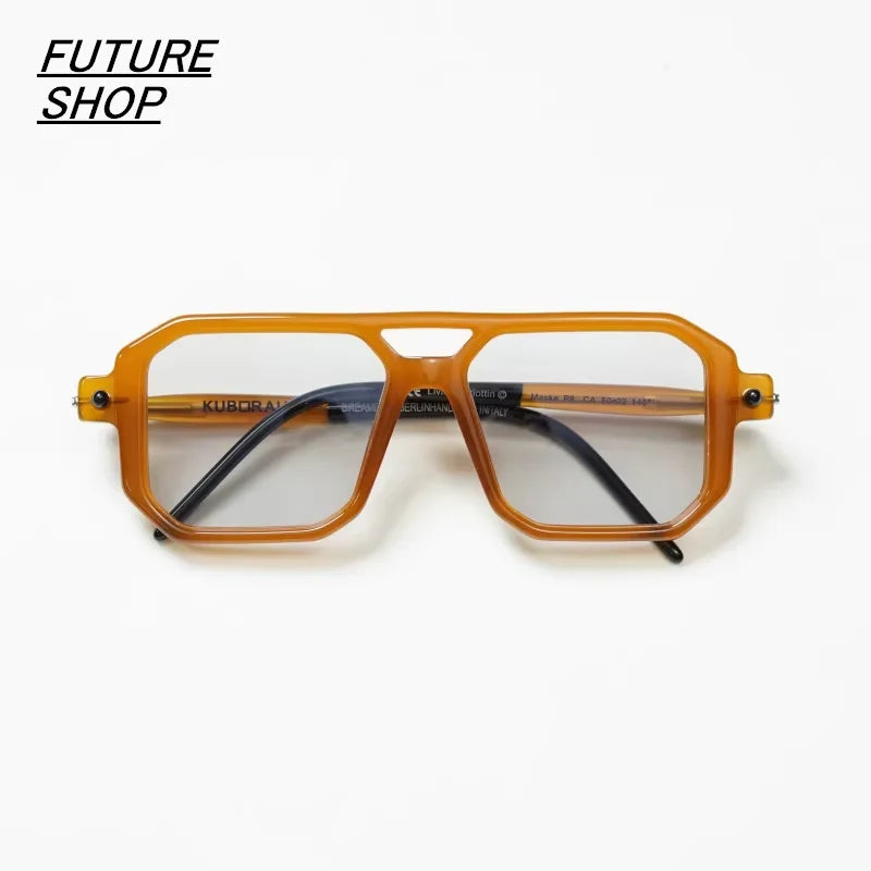 FUTURE UPDATE Retro Futuristic Double-Bridge Sunglasses Frame for Men and Women
