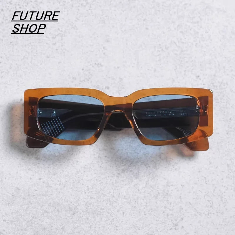 FUTURE UPDATE Retro Thick Frame Rectangular Sunglasses