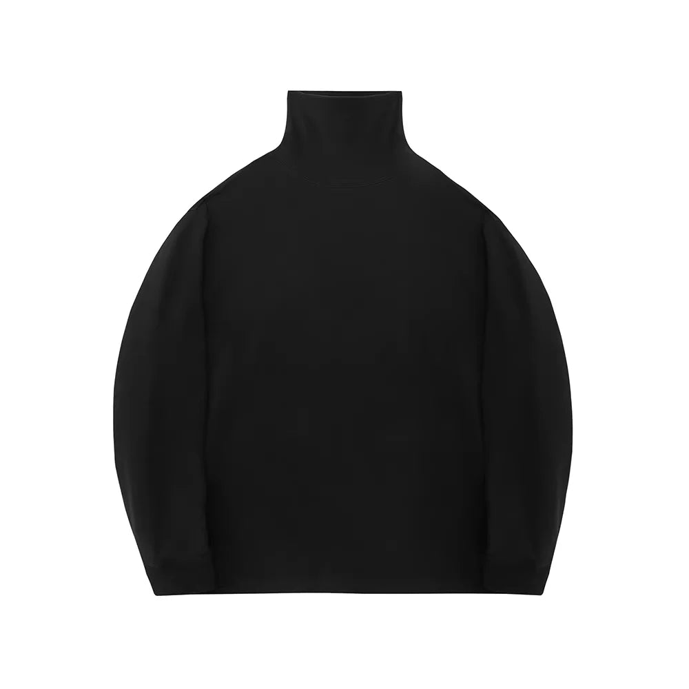 NANS Menswear Men's Double-Sided Fleece Turtleneck Long Sleeve Tee
