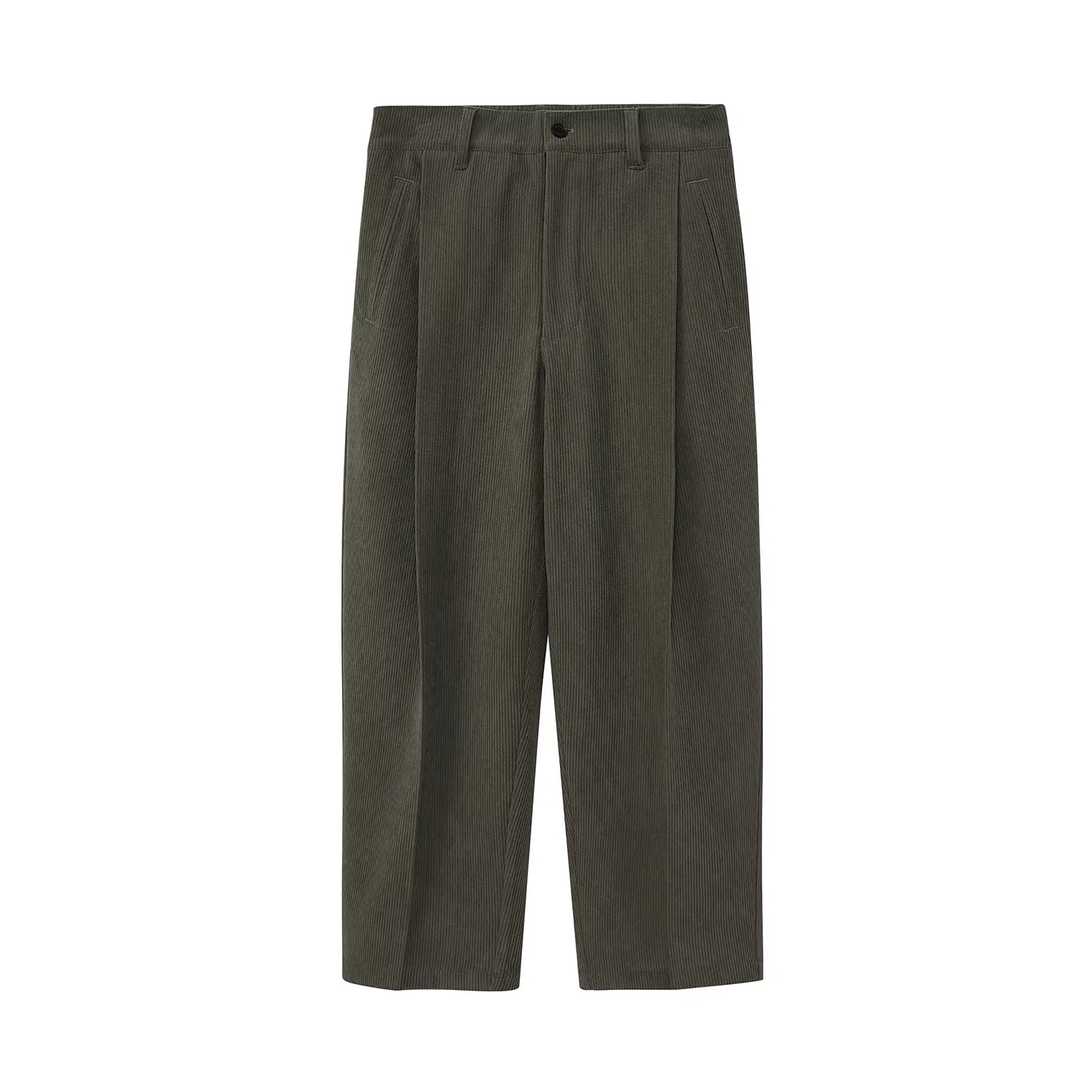 NANS Menswear Men's Vintage Corduroy Wide-Leg Cropped Trousers