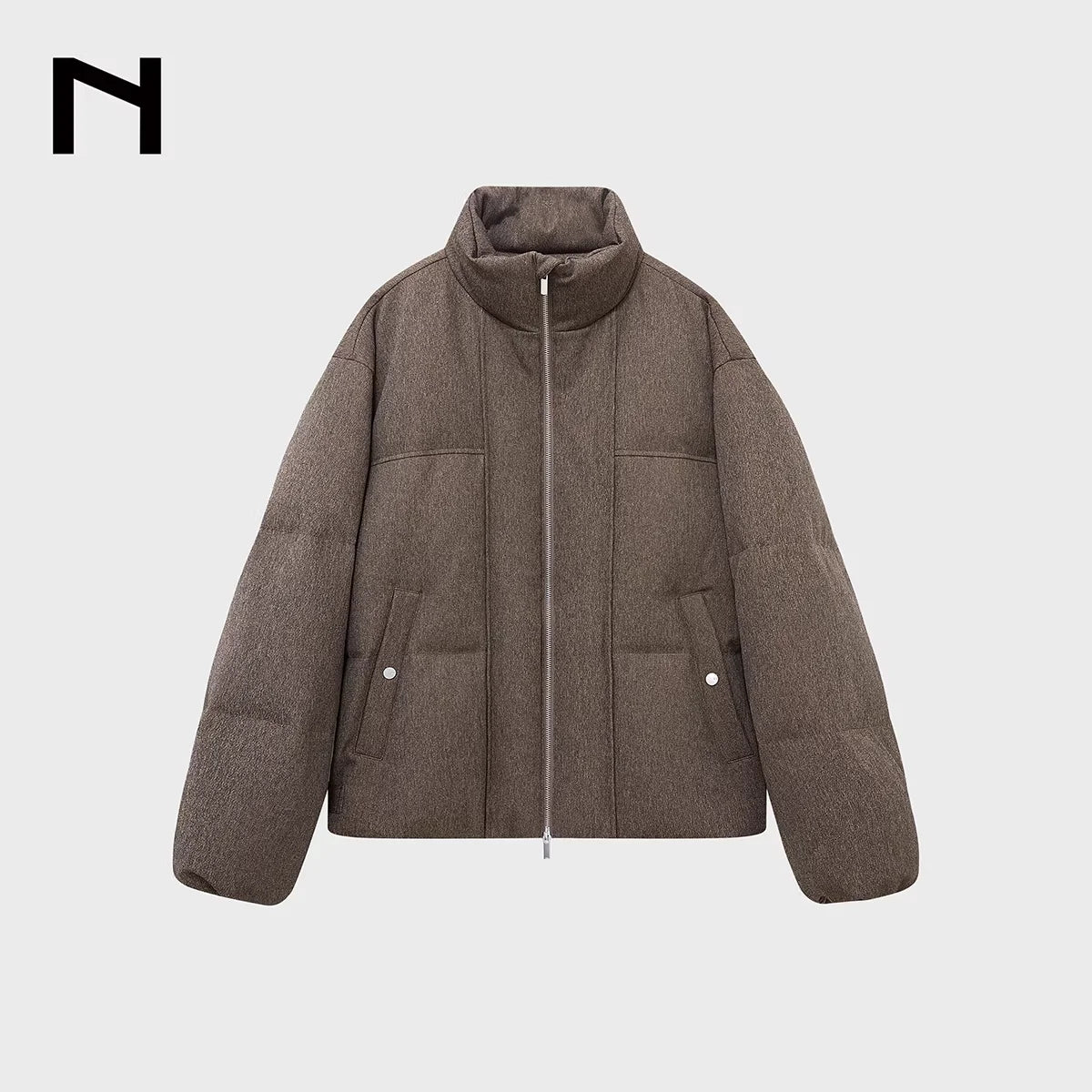 NANS Menswear Two-Tone Twill Placket Down Puffer Jacket