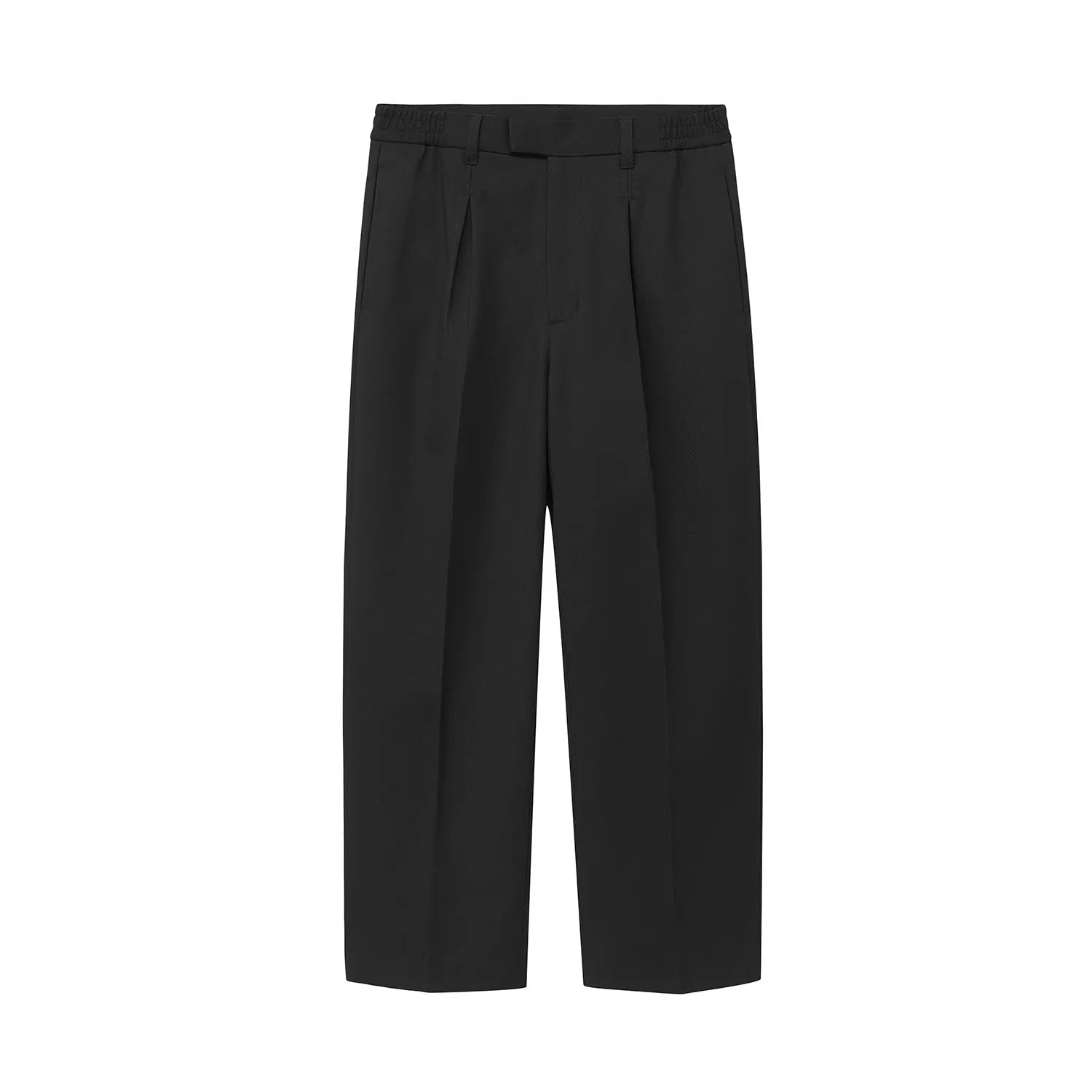 NANS Menswear Men's Pleated Cropped Trousers with Semi-Elastic Waist