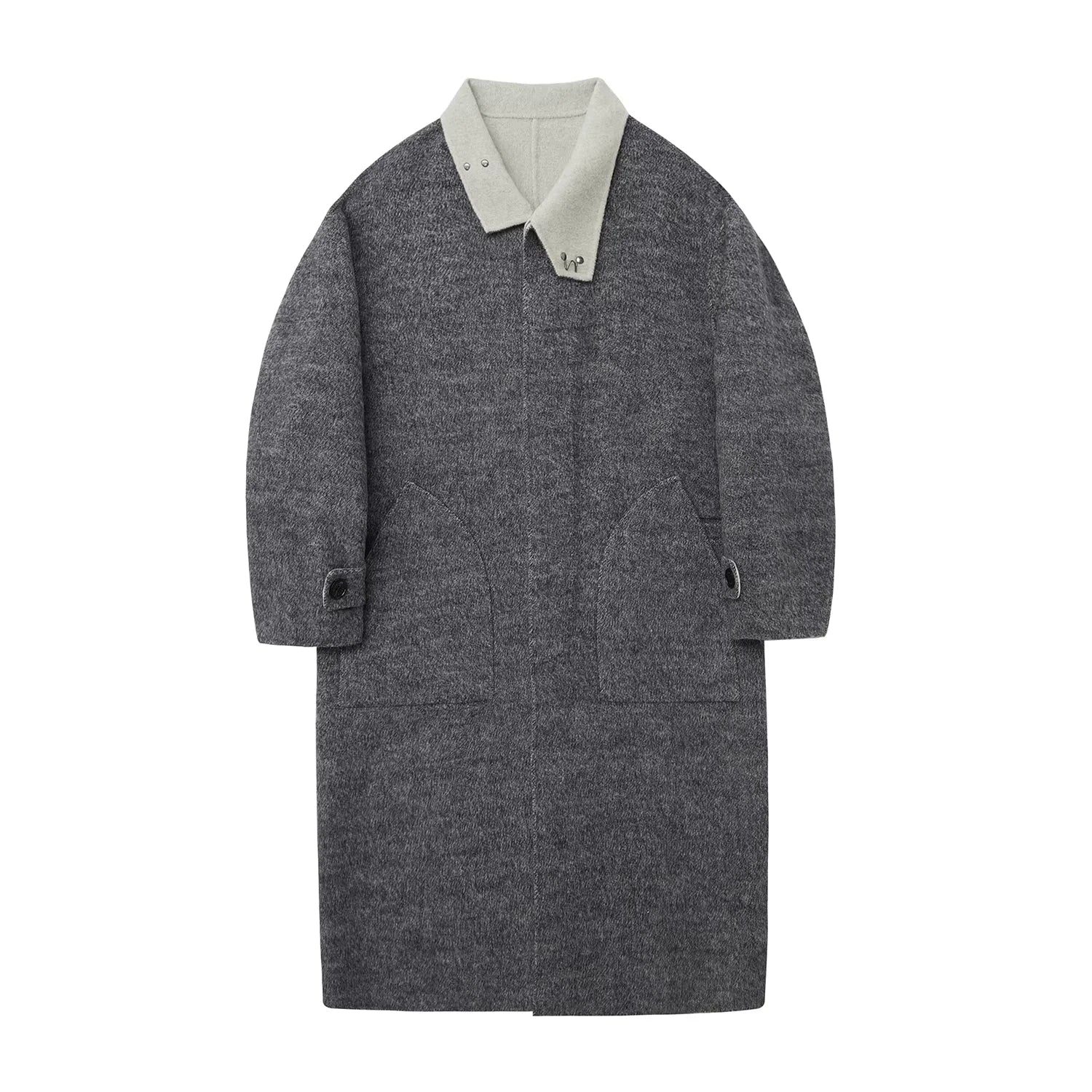 NANS Menswear Double-Sided Wool and Rabbit Hair Reversible Coat with High Collar