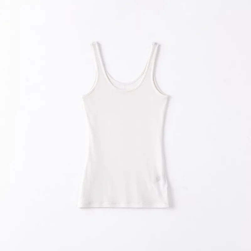RandomPiece Slim Fit Tencel Wool Tank Top with U-Neckline