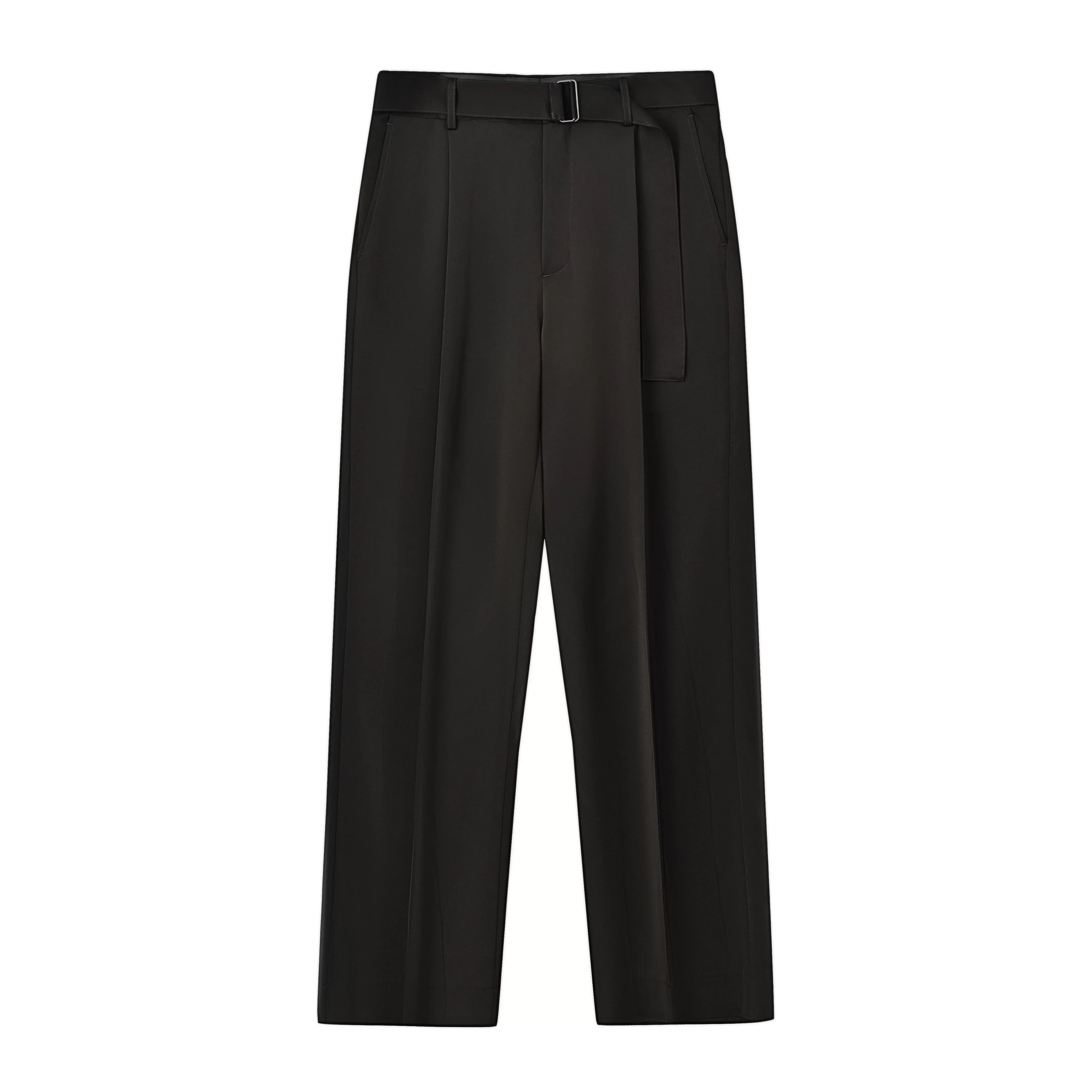 Roolrren homme Men's Triacetate Cropped Pants with Detachable Belt