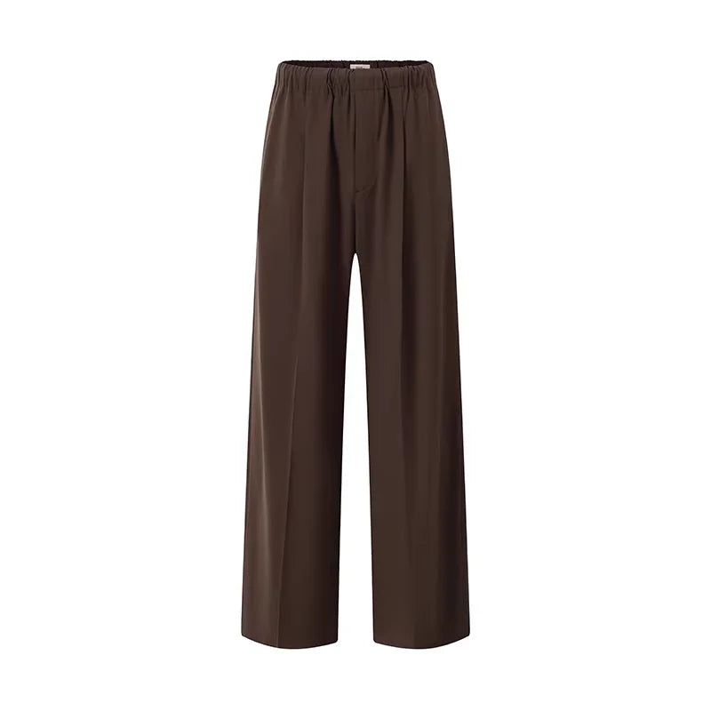 ROYA Men's Wool Blend Wide-Leg Drawstring Trousers