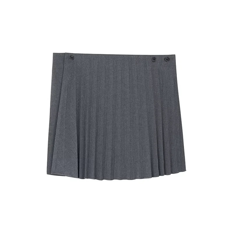 Simple Project Adjustable Waist Pleated Wrap Mini Skirt