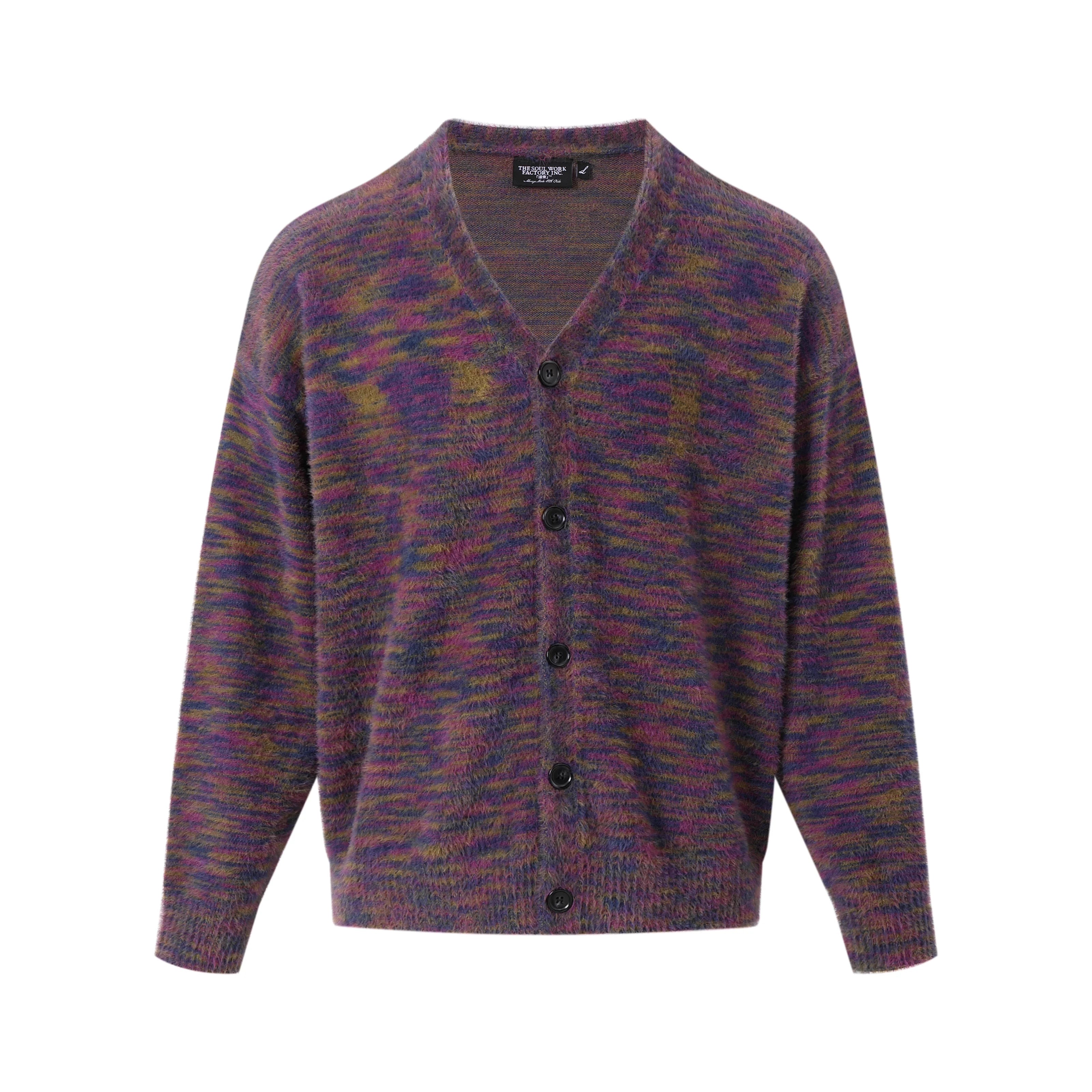 SWFI Far East Men's Relaxed Fit Gradient Mohair Cardigan Sweater