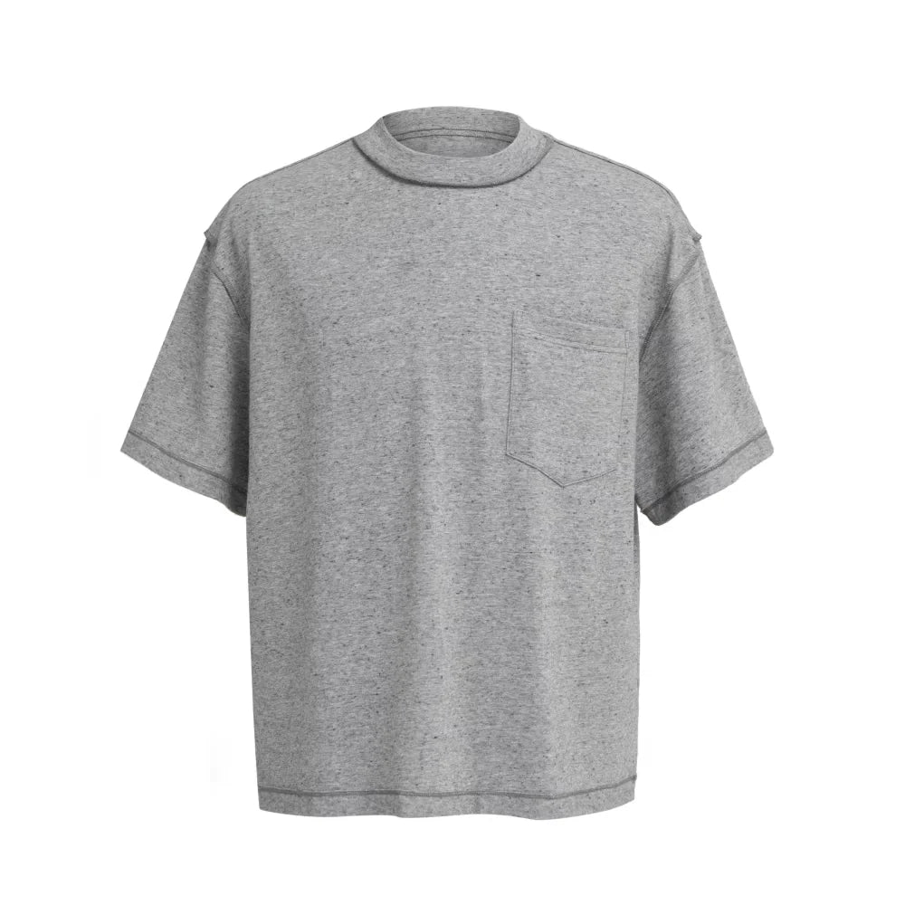 VLABMADE Men's Relaxed Fit Cotton-Linen Blend Pocket T-Shirt