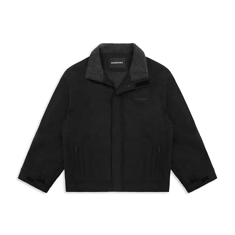 MASONPRINCE Triple-Layer Stand Collar Jacket with Ribbed Trim