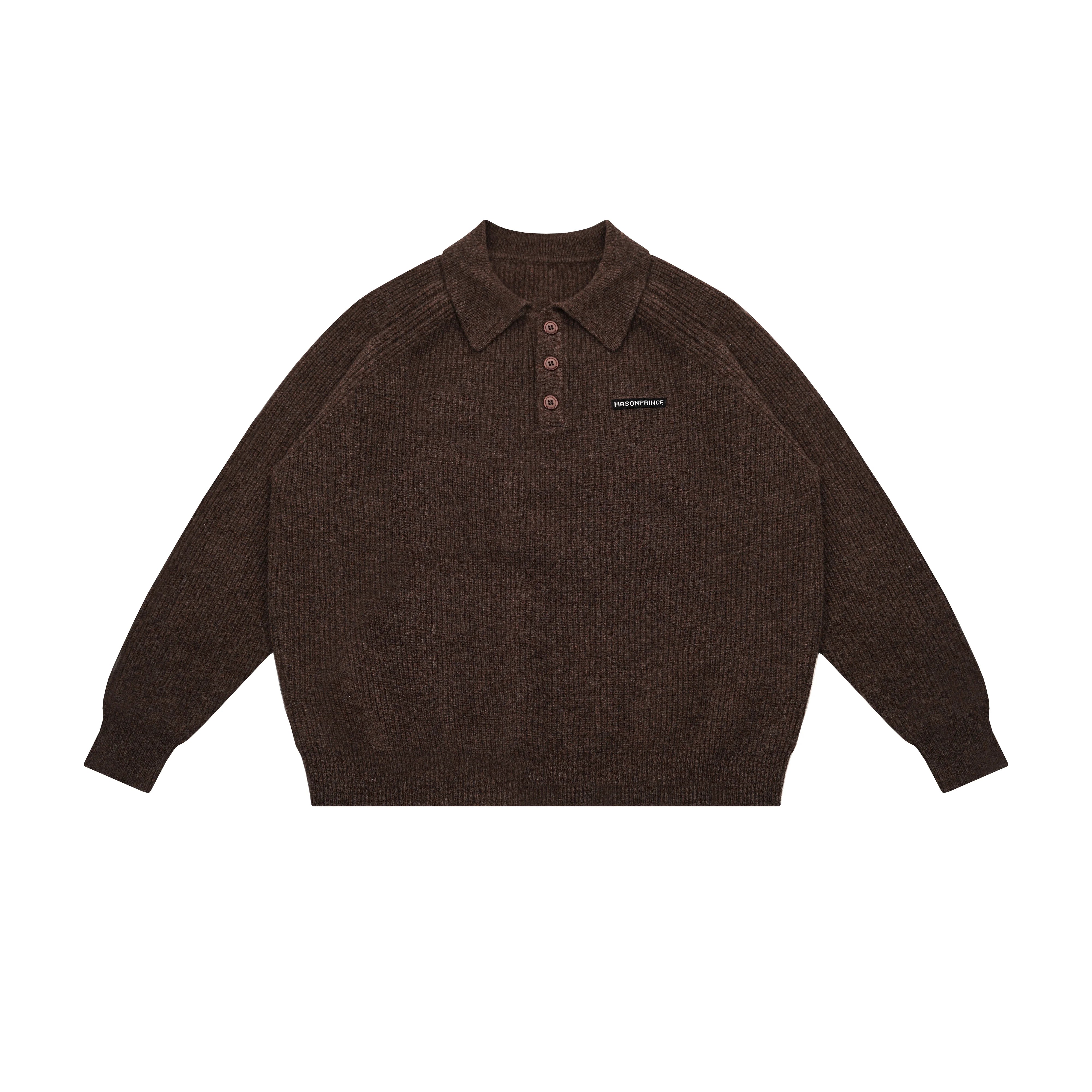 MASONPRINCE Textured Wool Knit Polo Sweater