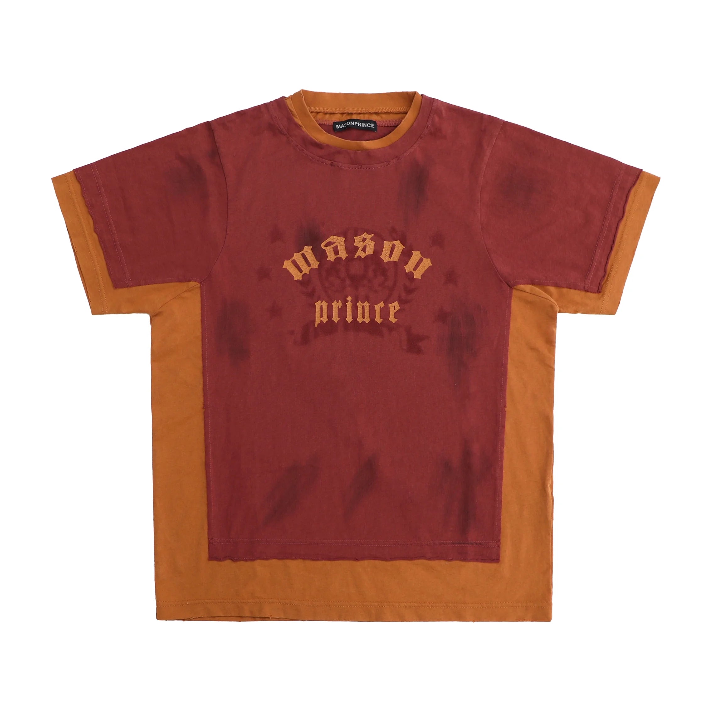 MASONPRINCE Lightweight Colorblock Deconstructed Double Print T-Shirt