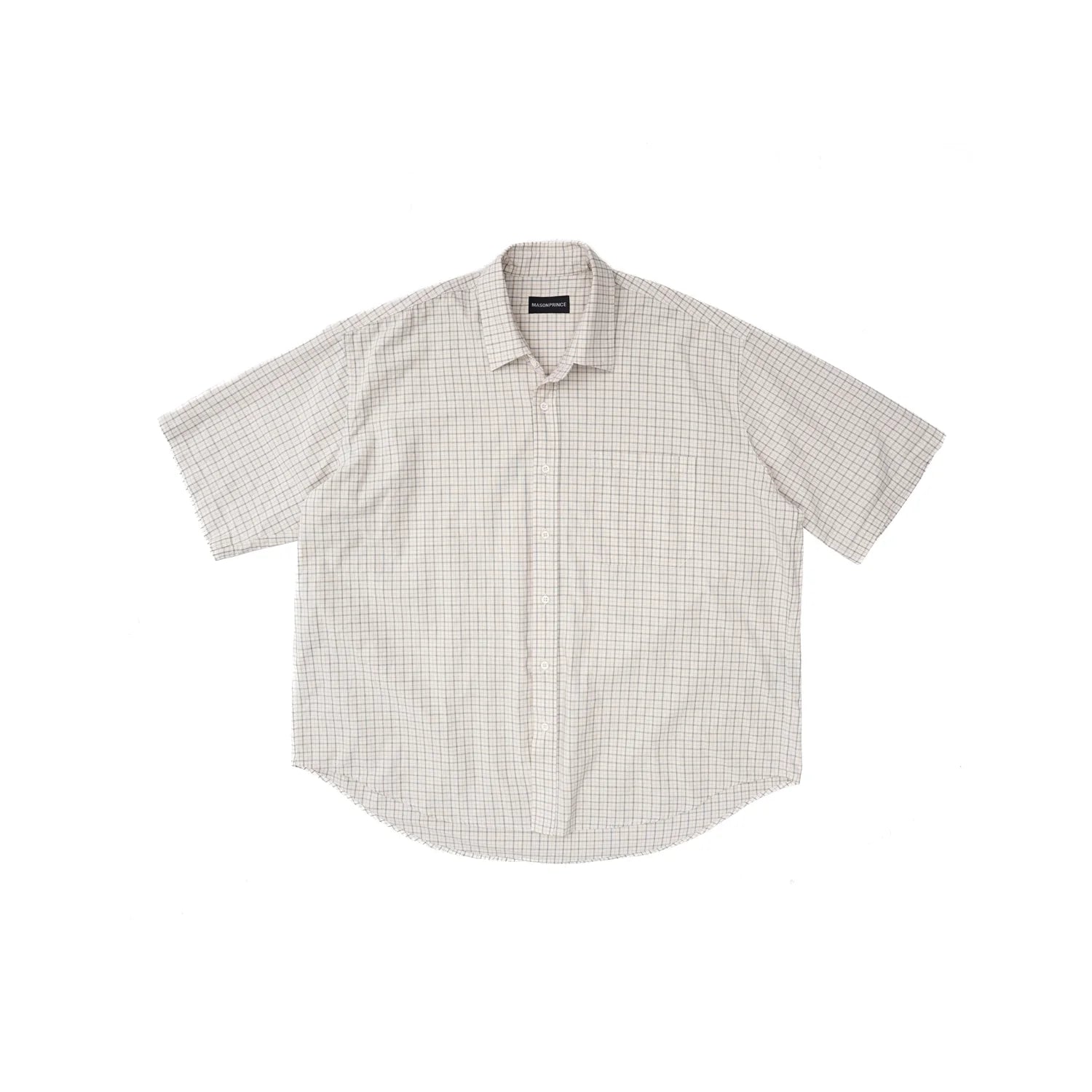 MASONPRINCE Men's Vintage Washed Cotton Loose Fit Short Sleeve Shirt