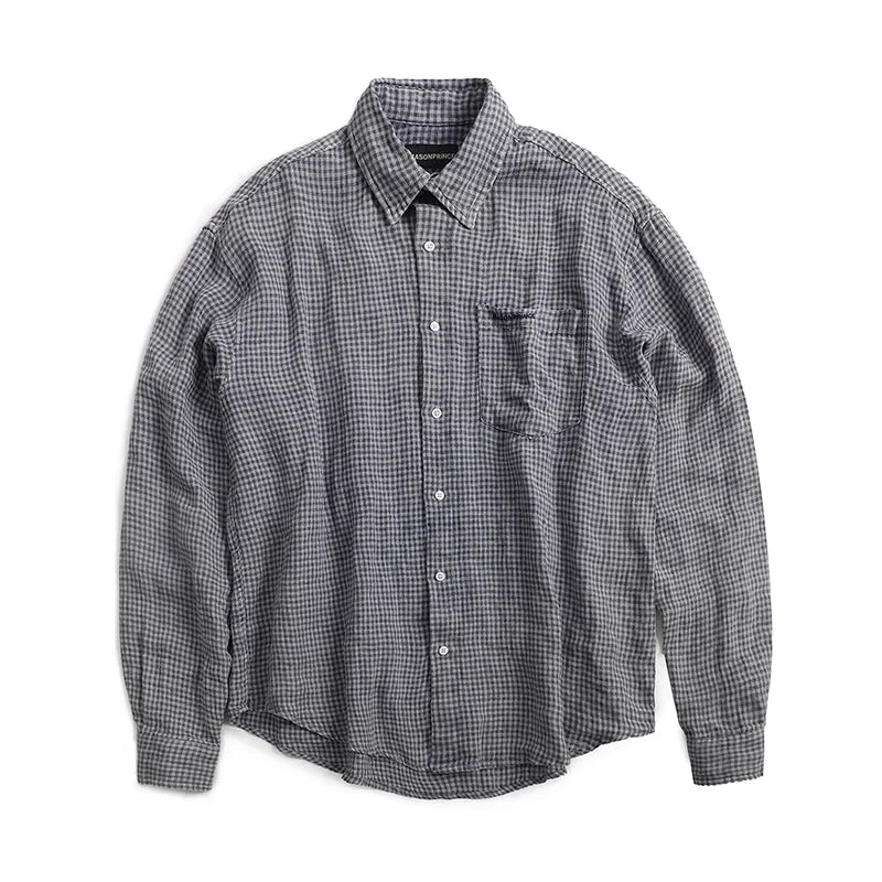MASONPRINCE Linen Plaid Button-Up Shirt
