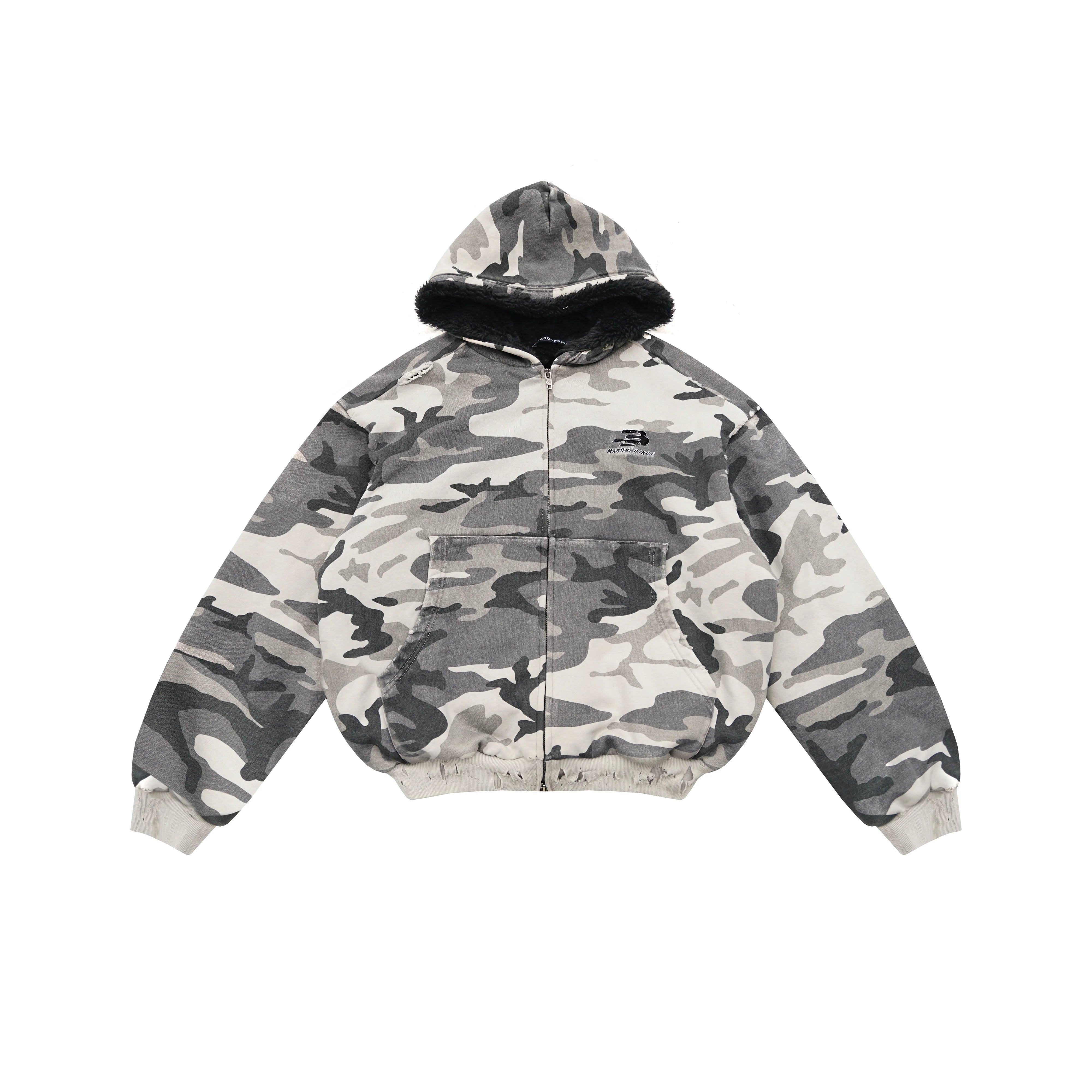 MASONPRINCE Men's Fleece-Lined Camouflage Zip-Up Hoodie Jacket