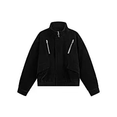 BIGGOLD STUDIO Women's Suede Stand Collar Padded Workwear Jacket