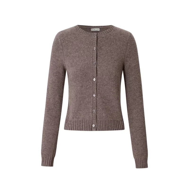alright then Lambswool Slim Fit Cropped Button-Up Cardigan