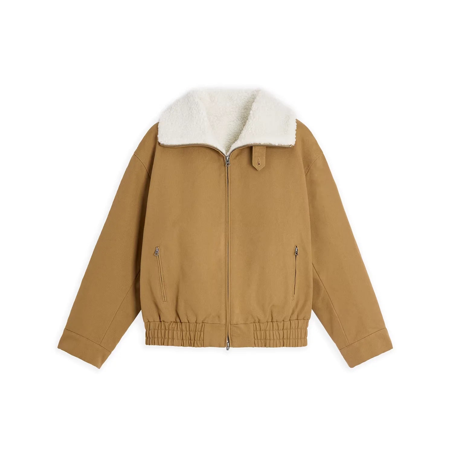 alright then Women's Loose Fit Faux Shearling Canvas Cotton Jacket
