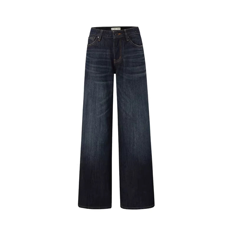 alright then Vintage Dark Blue High-Waisted Wide-Leg Jeans