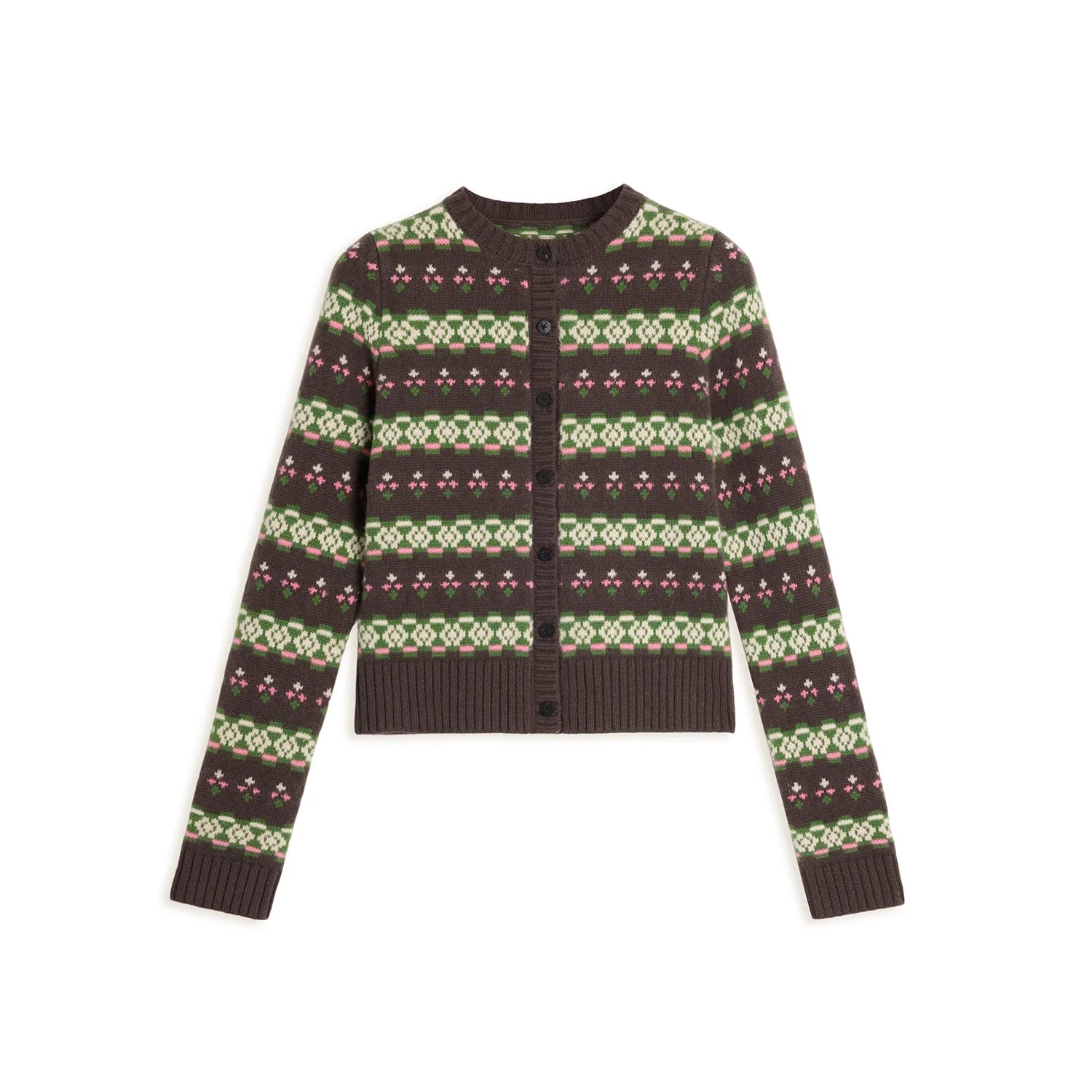 alright then Two-Tone Wool Jacquard Knit Cardigan