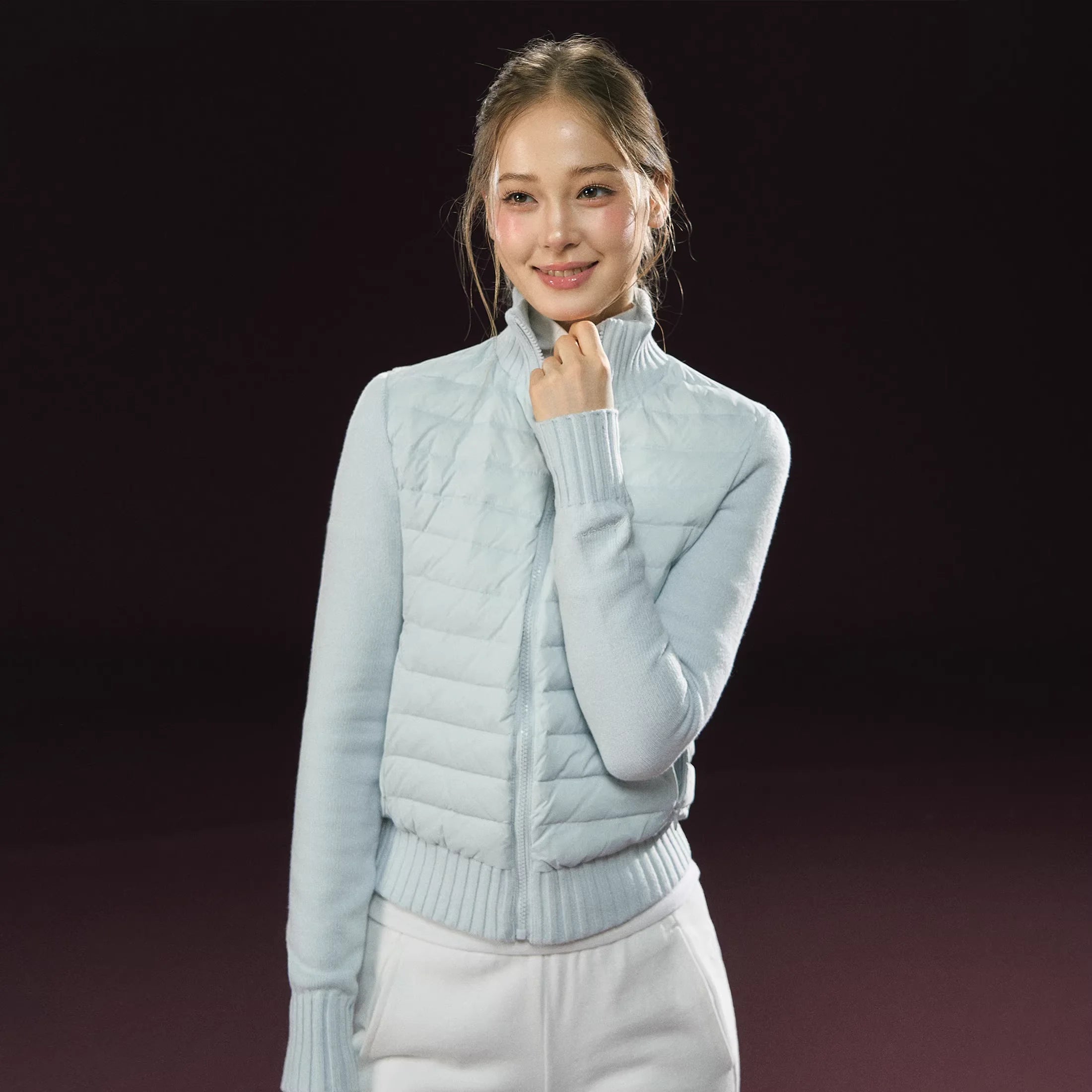 ARISEISM Women's Lightweight Patchwork Down Jacket with Stand Collar