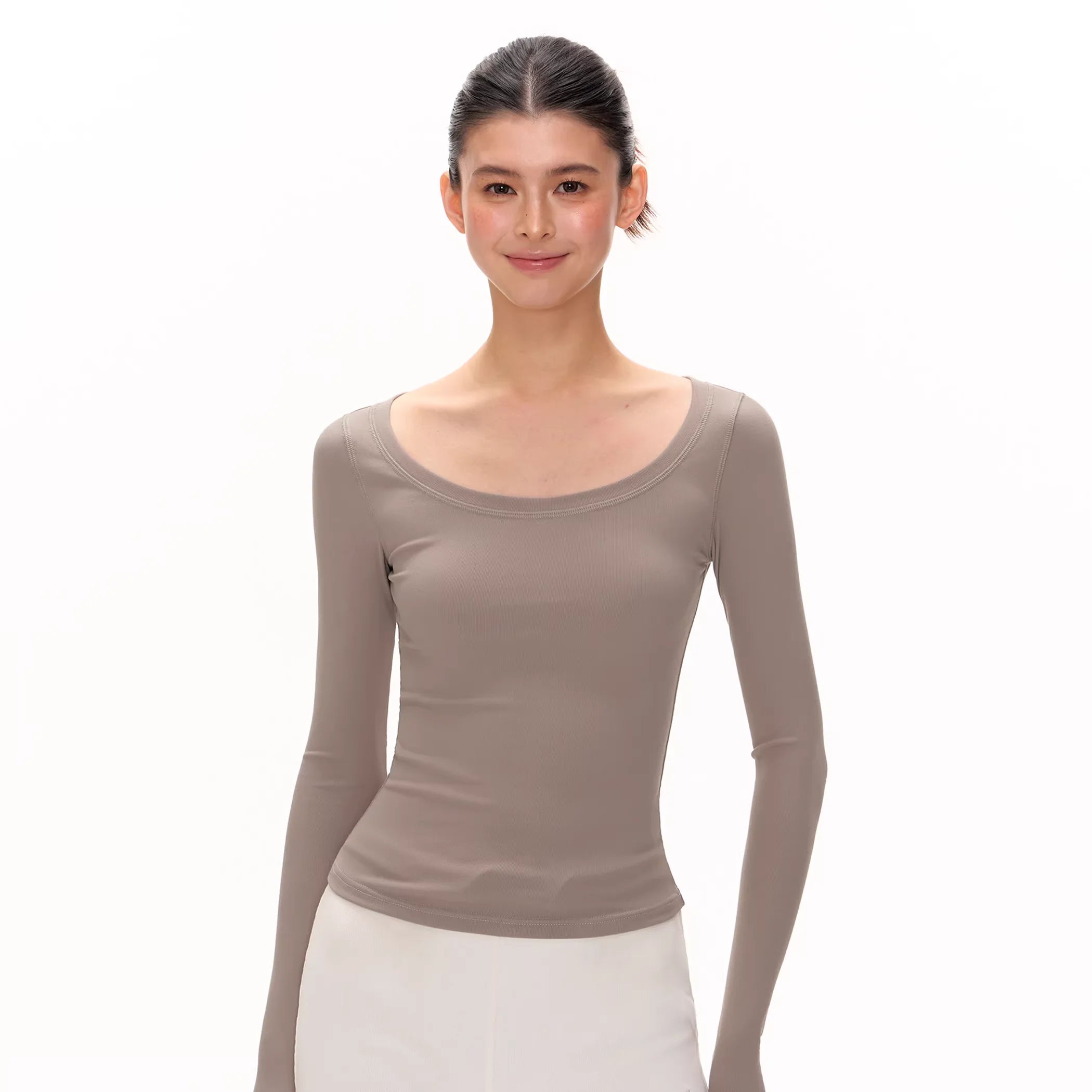 ARISEISM Women's Slim Fit Long Sleeve Scoop Neck Top