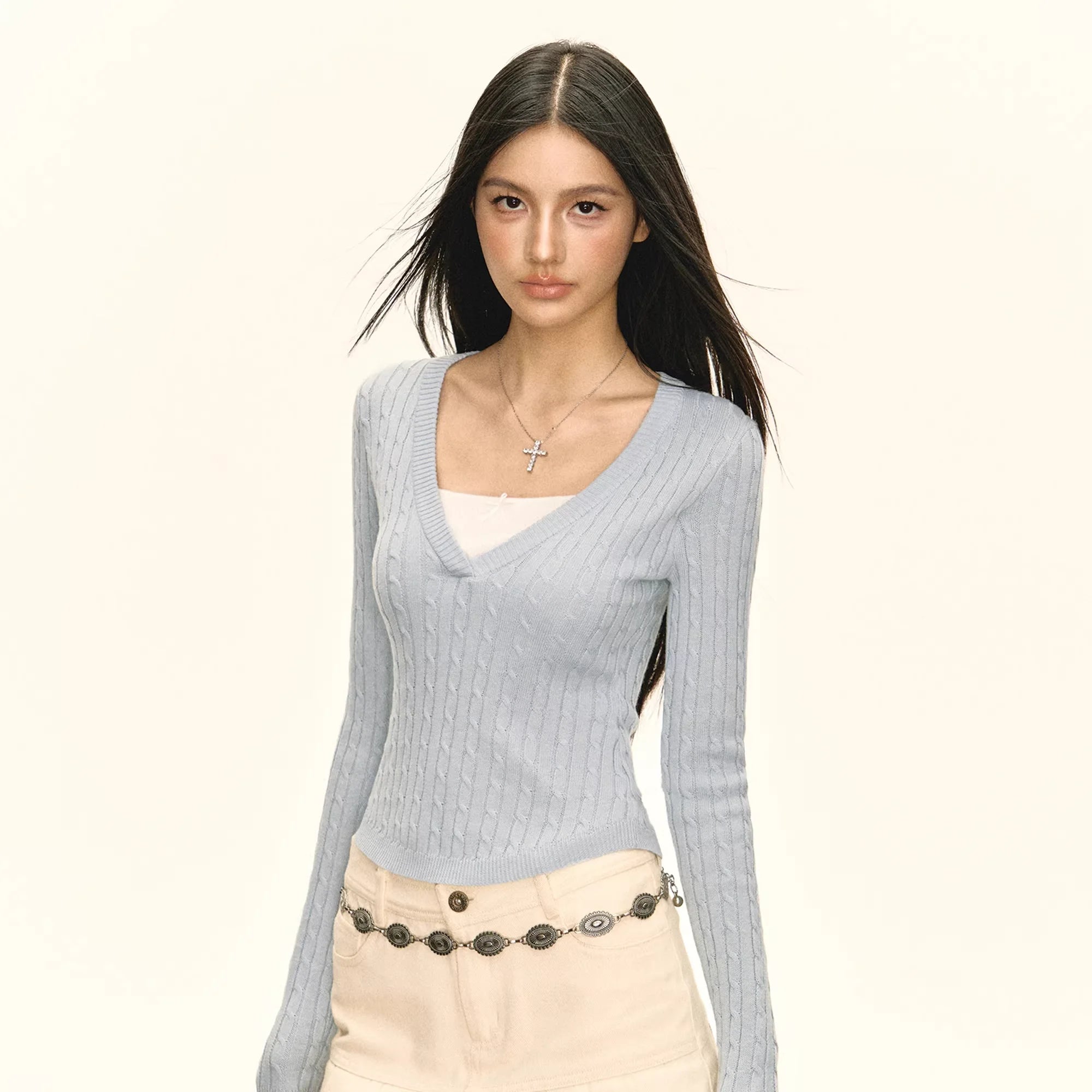 ARISEISM Women's Vintage-Style Faux Two-Piece Knit Sweater