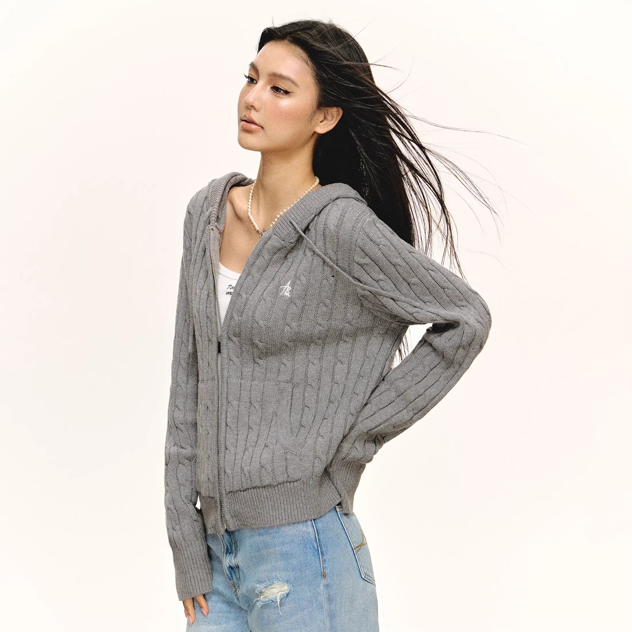 ARISEISM Women's Knitted Zip-Up Hoodie Cardigan with Hood - Fall 2025