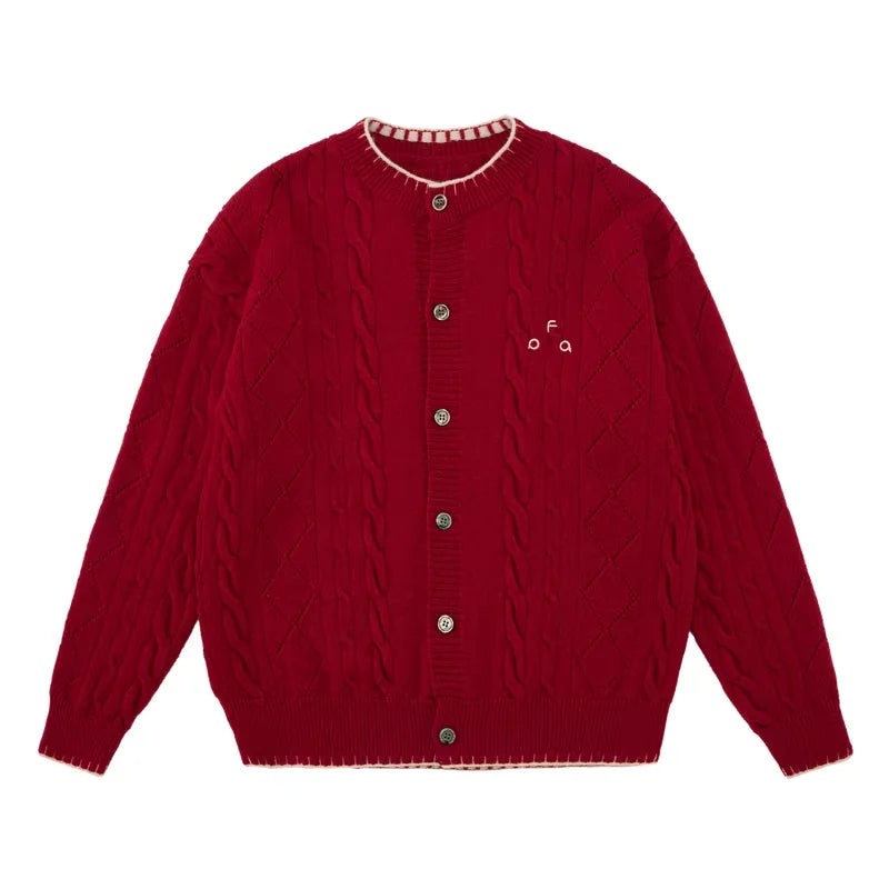 FPA Cable Knit Colorblock Cardigan Sweater for Men