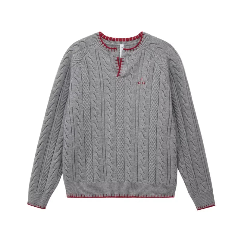 FPA Men's Vintage Henley Collar Knit Pullover Sweater