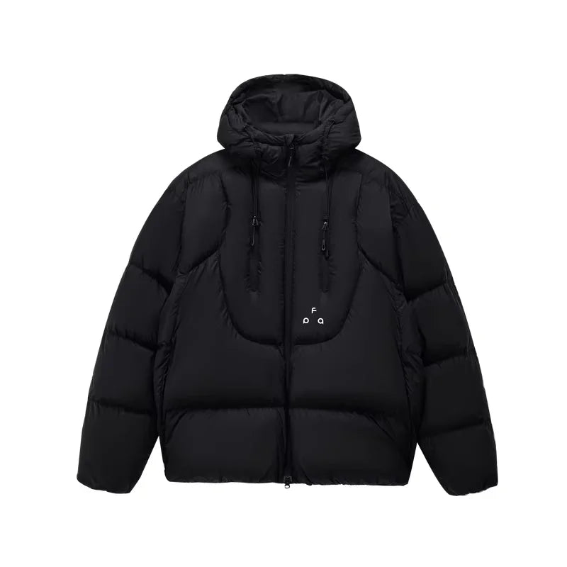 FPA Men's Double-Zip Hooded Down Jacket for Winter with 3D Design and Water Resistance