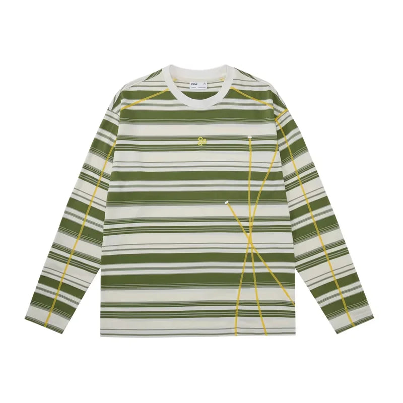 FPA Colorblock Striped Long Sleeve Sports T-Shirt - Heavyweight Casual Fit