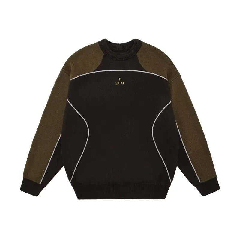 FPA Men's Colorblock Crew Neck Knit Sweater with Logo Detail