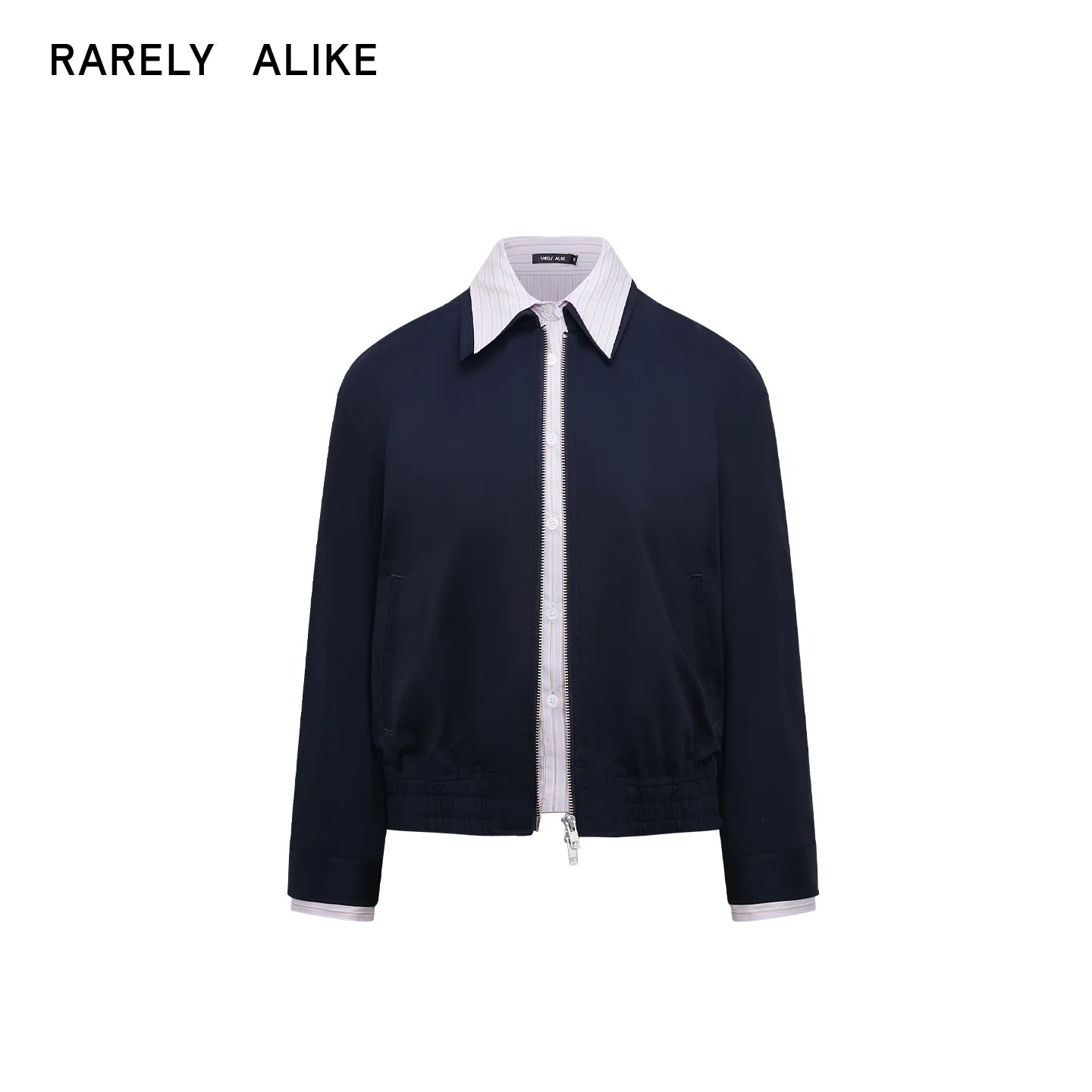 RARELY ALIKE Colorblock Striped Short Jacket