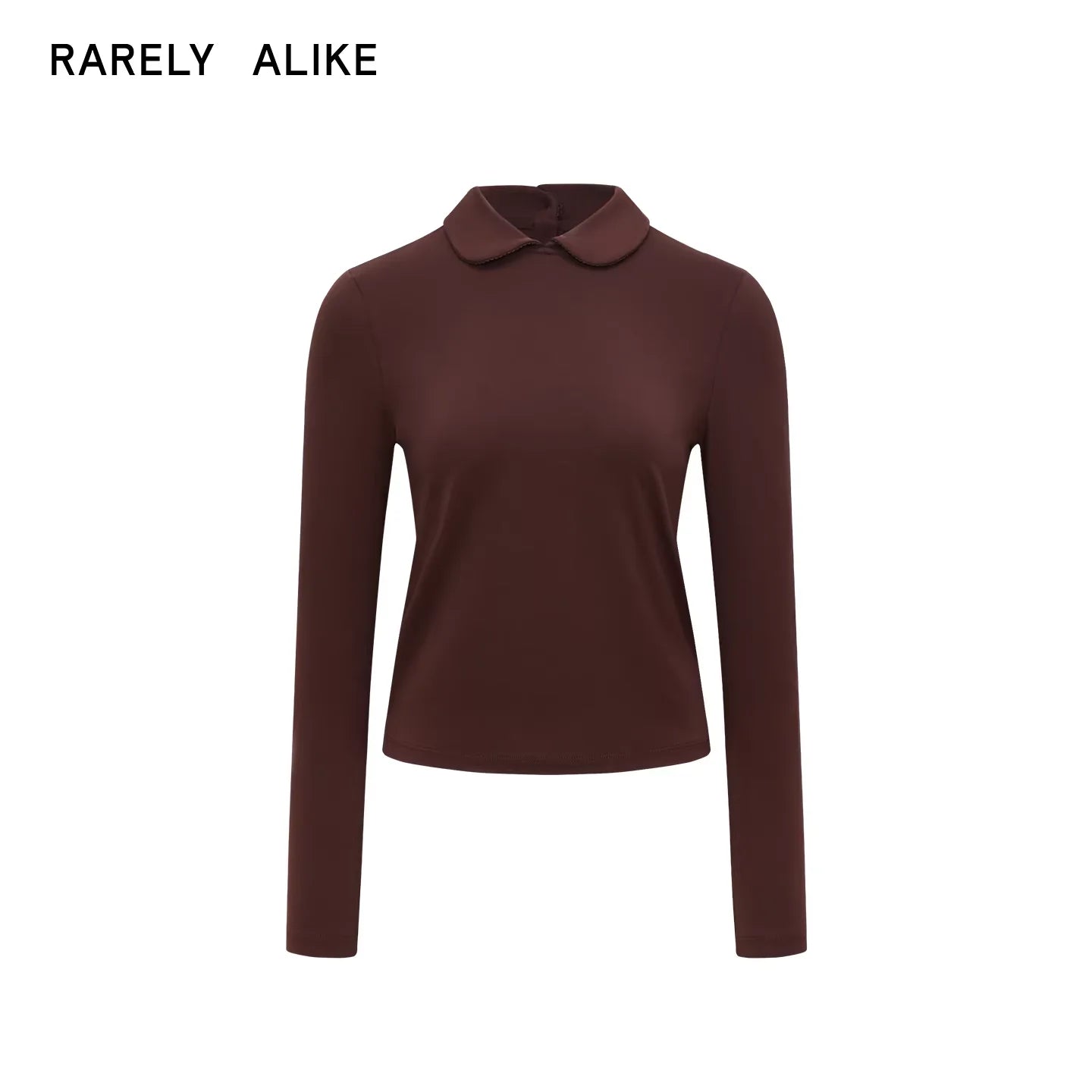 RARELY ALIKE Women's Long Sleeve Knit Polo Top - White, Black, Brown