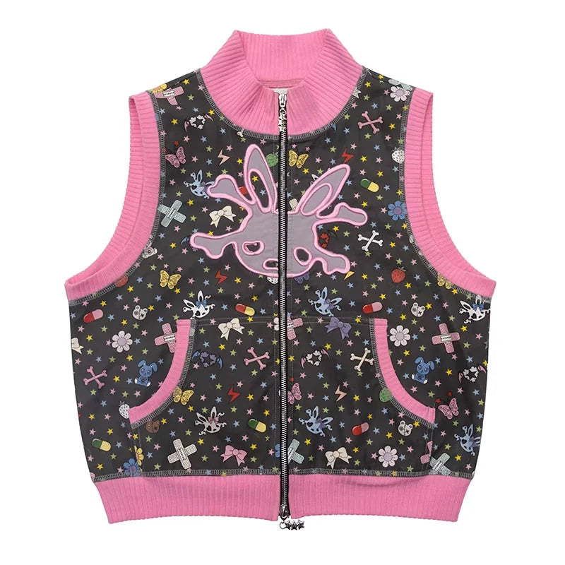 CFIERCE Cartoon Print Sleeveless Vest