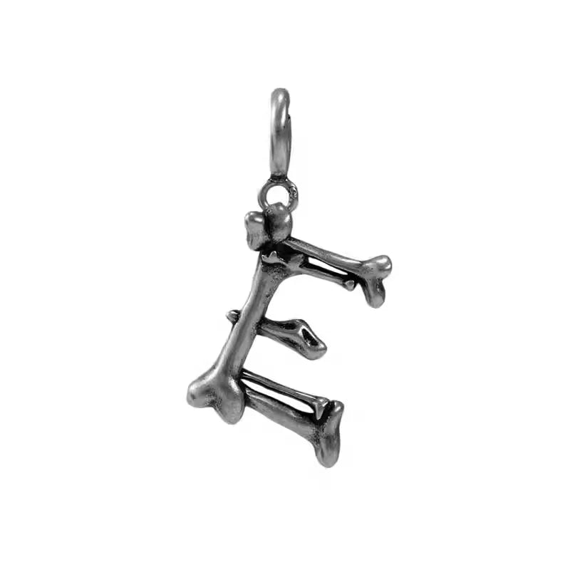 BLACKHEAD S925 Silver Skeleton Alphabet Letter Pendant Necklace Charm